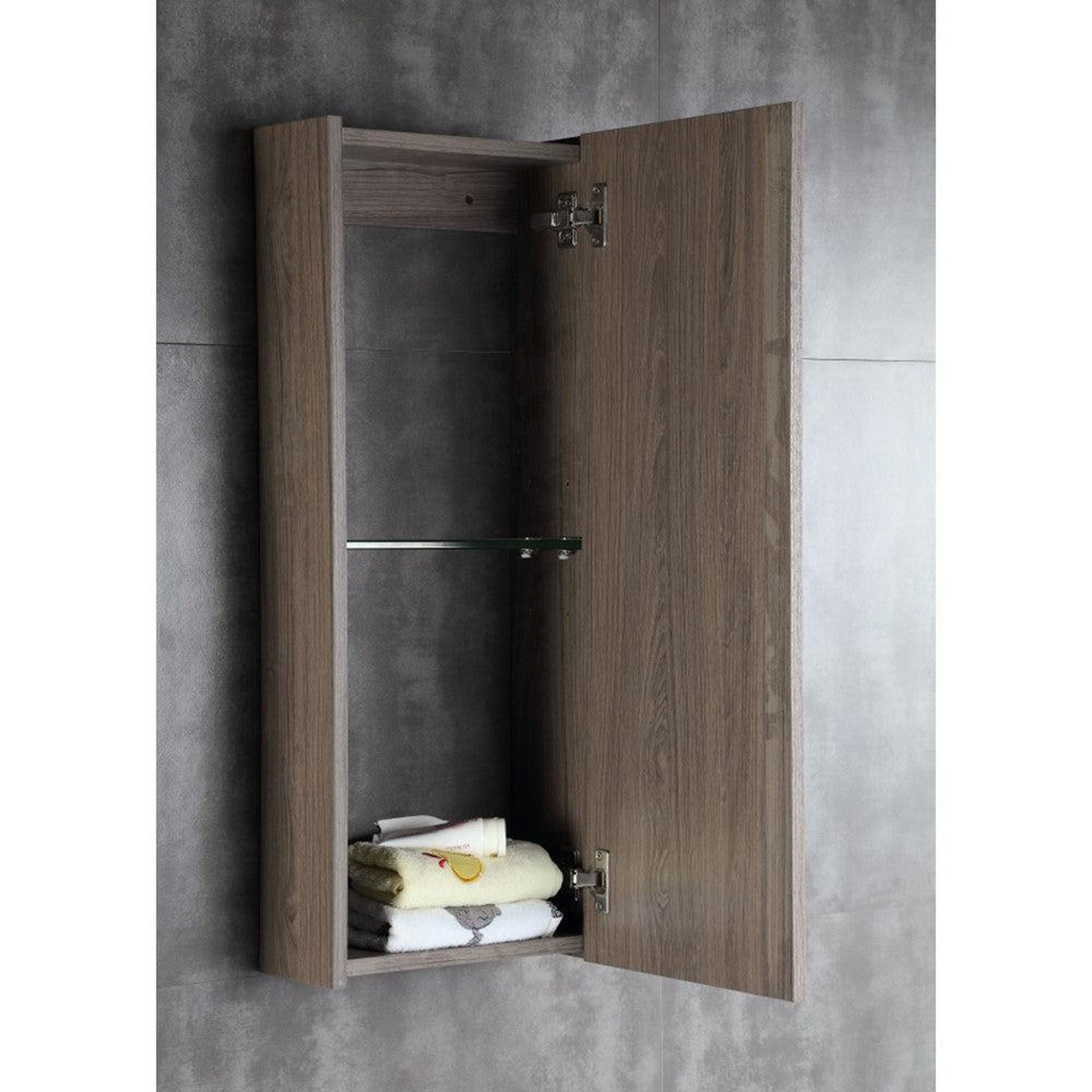 Bellaterra Home, Bellaterra Home 12" Gray Brownish Oak Wall-Mounted Right Opening Side Cabinet