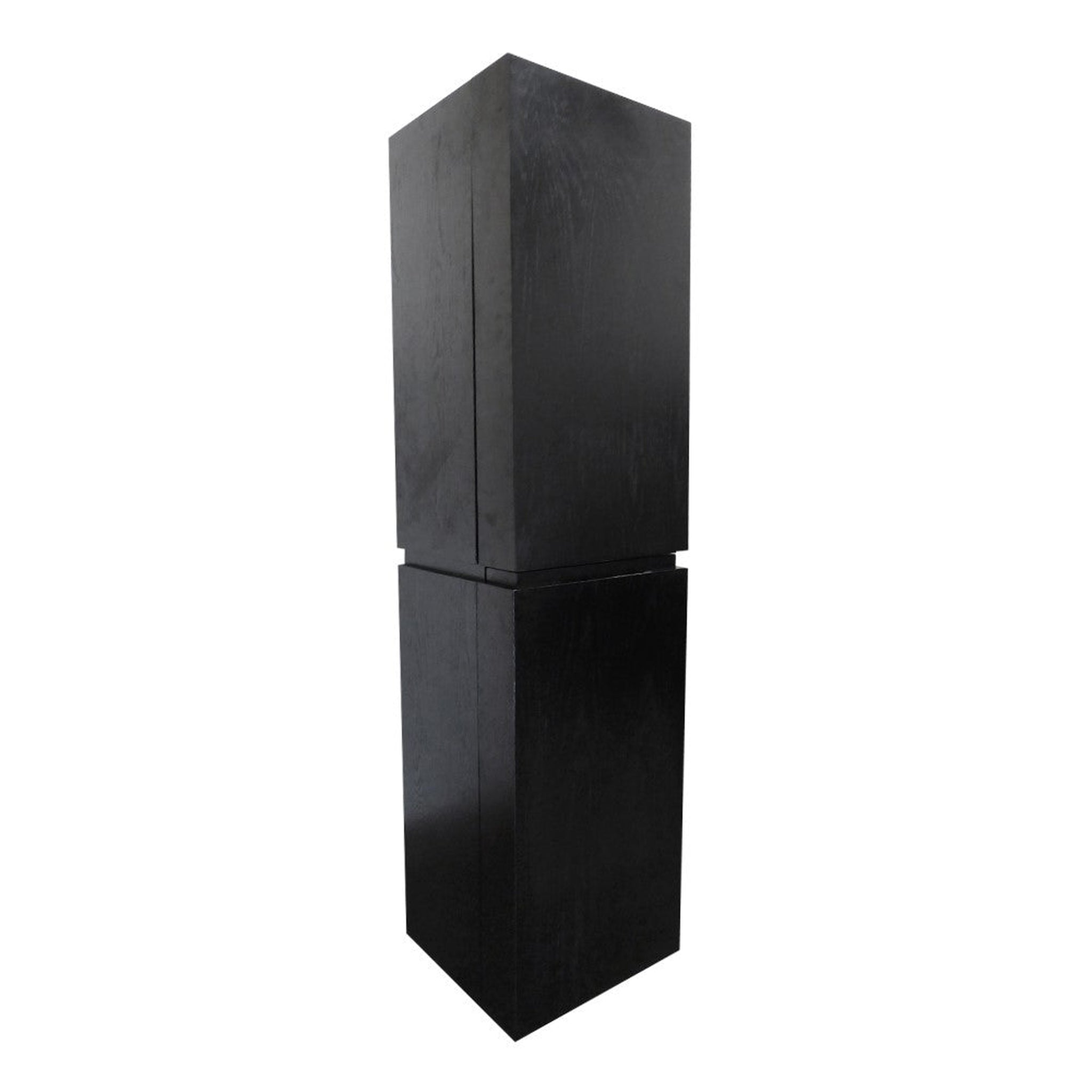 Bellaterra Home, Bellaterra Home 16" Black Wall-Mounted Linen Cabinet With 10 Glass Shelves