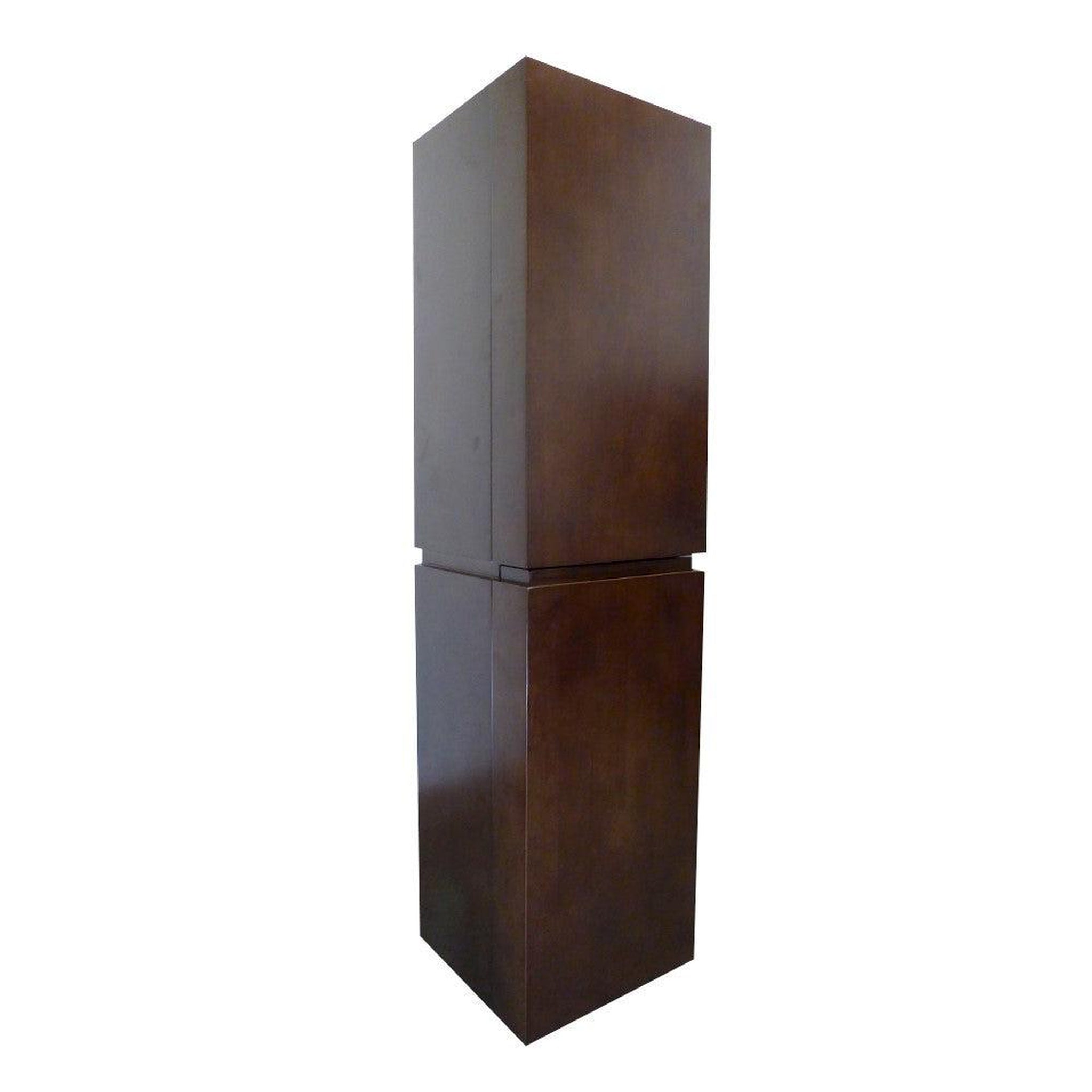 Bellaterra Home, Bellaterra Home 16" Walnut Wall-Mounted Linen Cabinet With 10 Glass Shelves