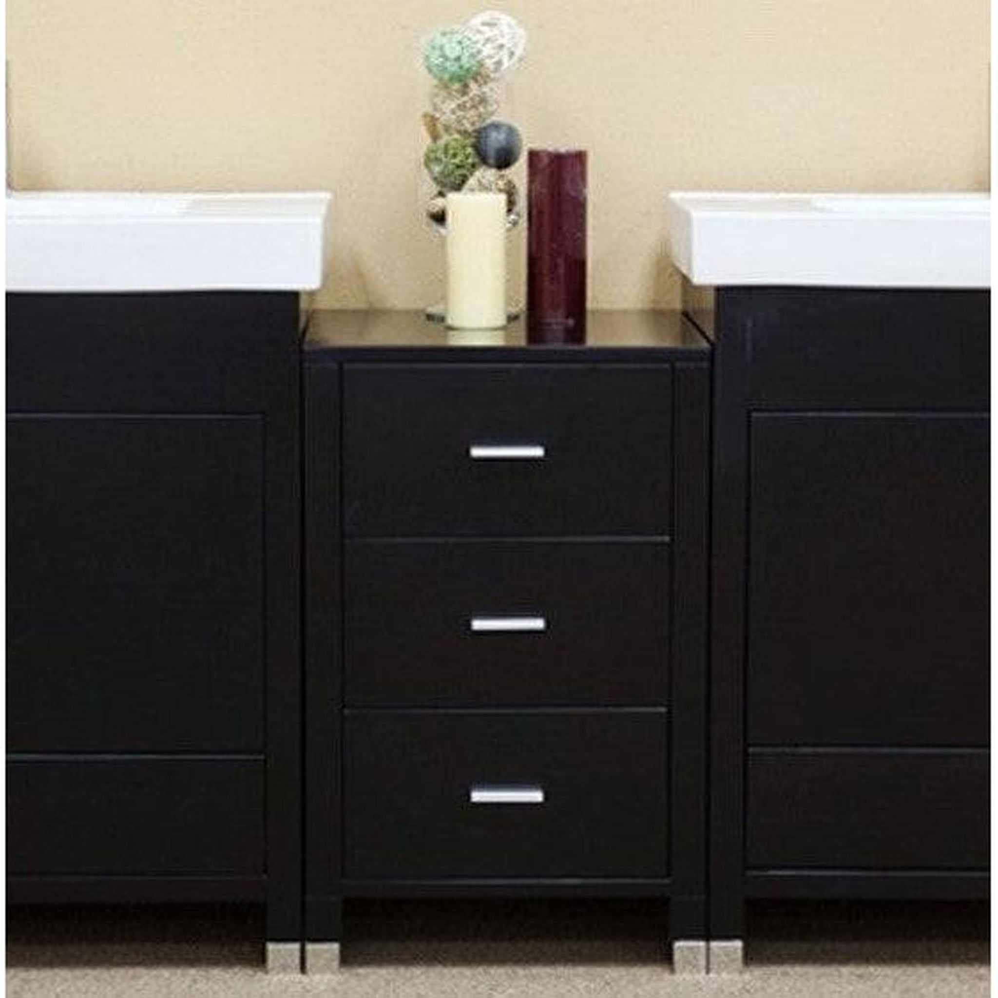 Bellaterra Home, Bellaterra Home 18" 3-Drawer Black Freestanding Bridge Cabinet