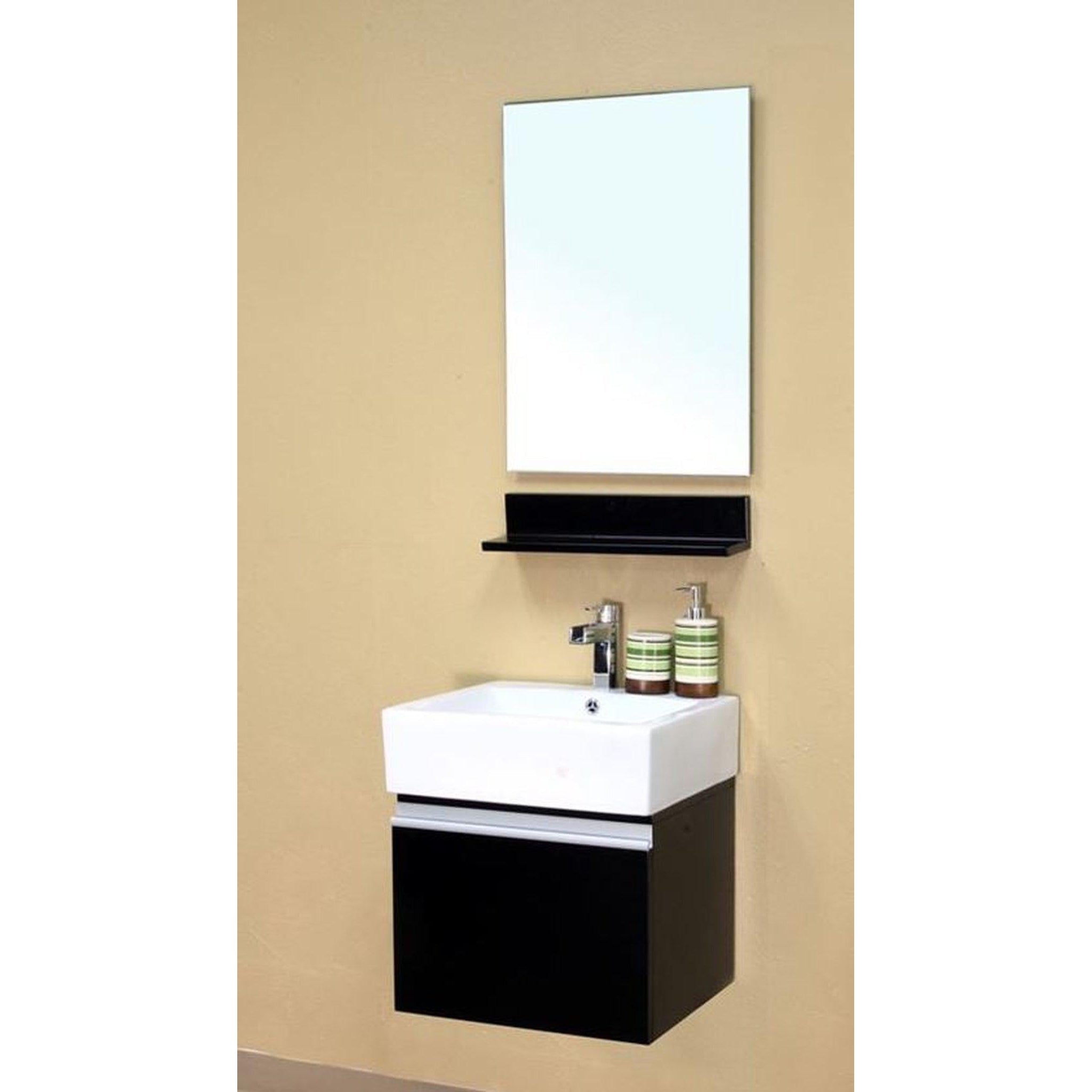 Bellaterra Home, Bellaterra Home 21" 1-Door Dark Espresso Wall-Mount Vanity Set With White Ceramic Integrated Sink and White Ceramic Top