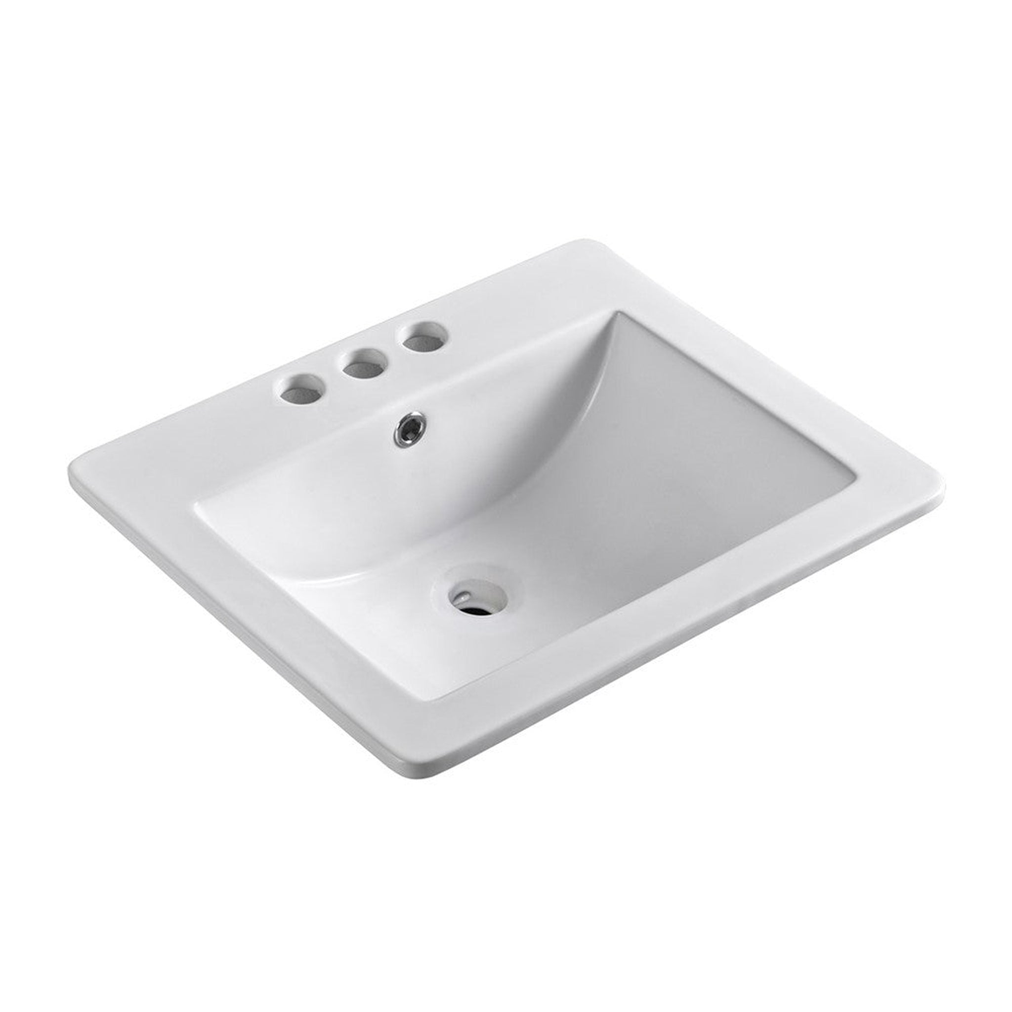 Bellaterra Home, Bellaterra Home 21" x 18" Ceramic Three Hole Vanity Top With Integrated Rectangular Sink and Overflow