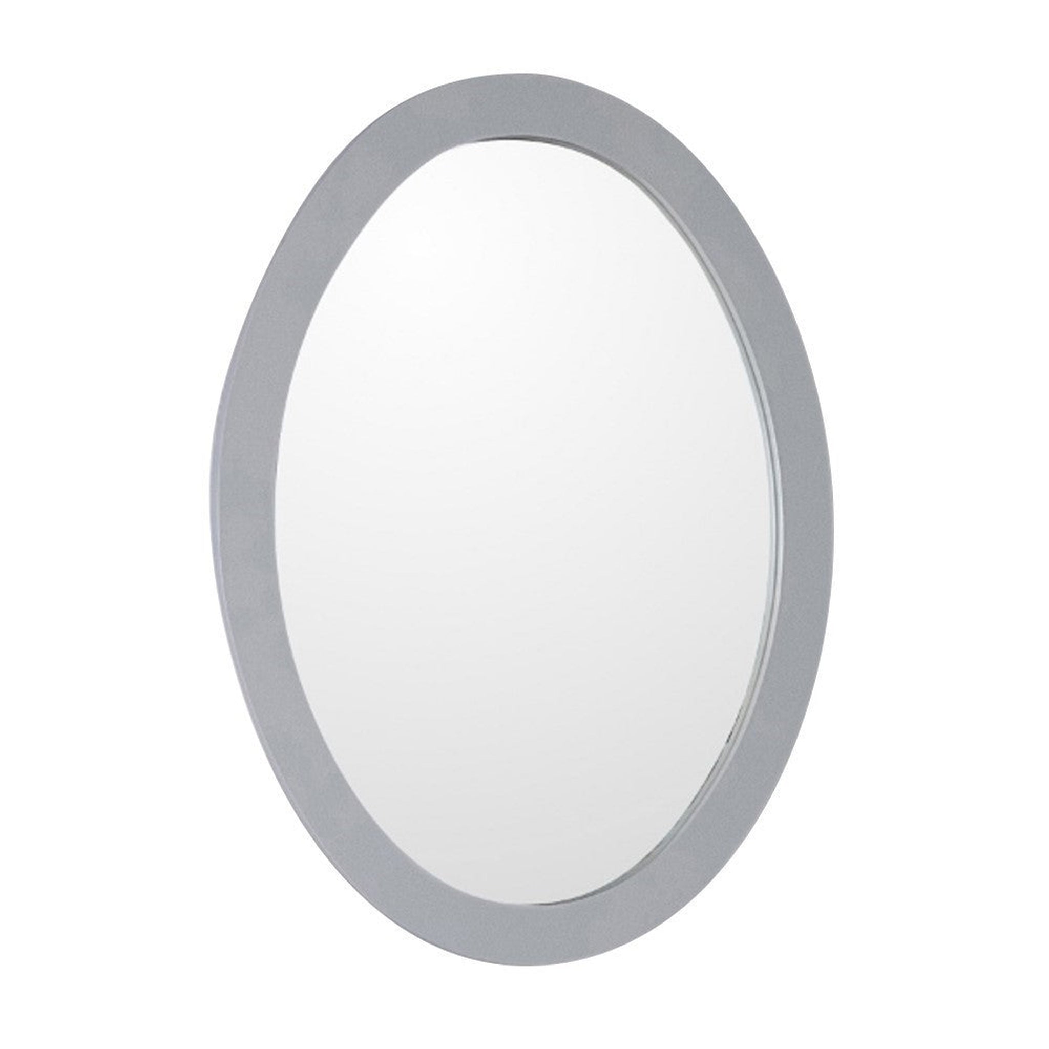 Bellaterra Home, Bellaterra Home 22" x 28" Light Gray Oval Wall-Mounted Wood Framed Mirror