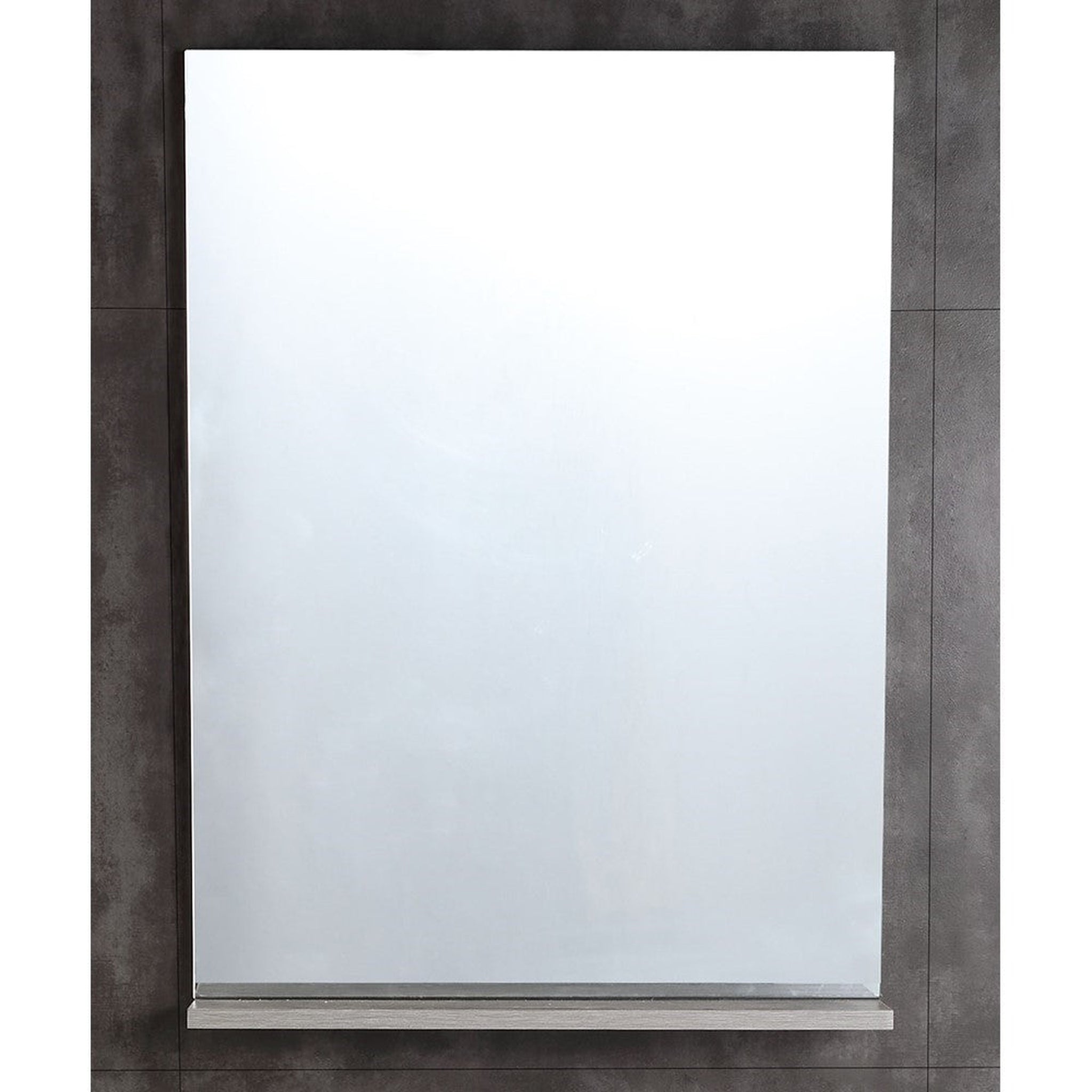 Bellaterra Home, Bellaterra Home 22" x 30" Gray Pine Rectangle Wall-Mounted Frameless Mirror With Shelf