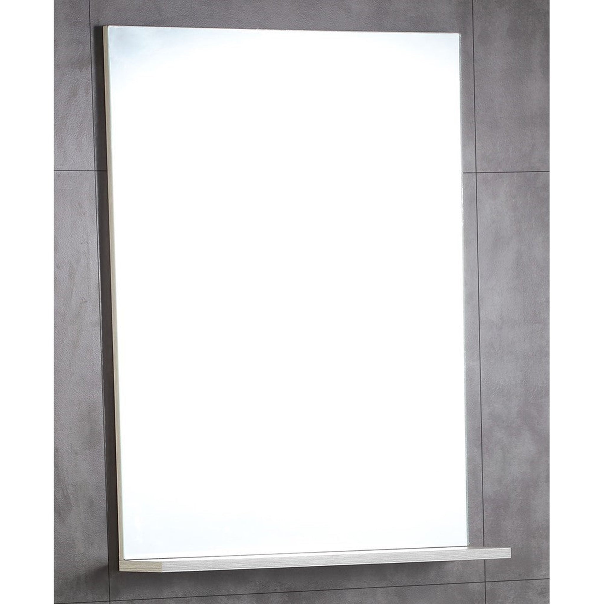 Bellaterra Home, Bellaterra Home 22" x 30" Gray Pine Rectangle Wall-Mounted Frameless Mirror With Shelf