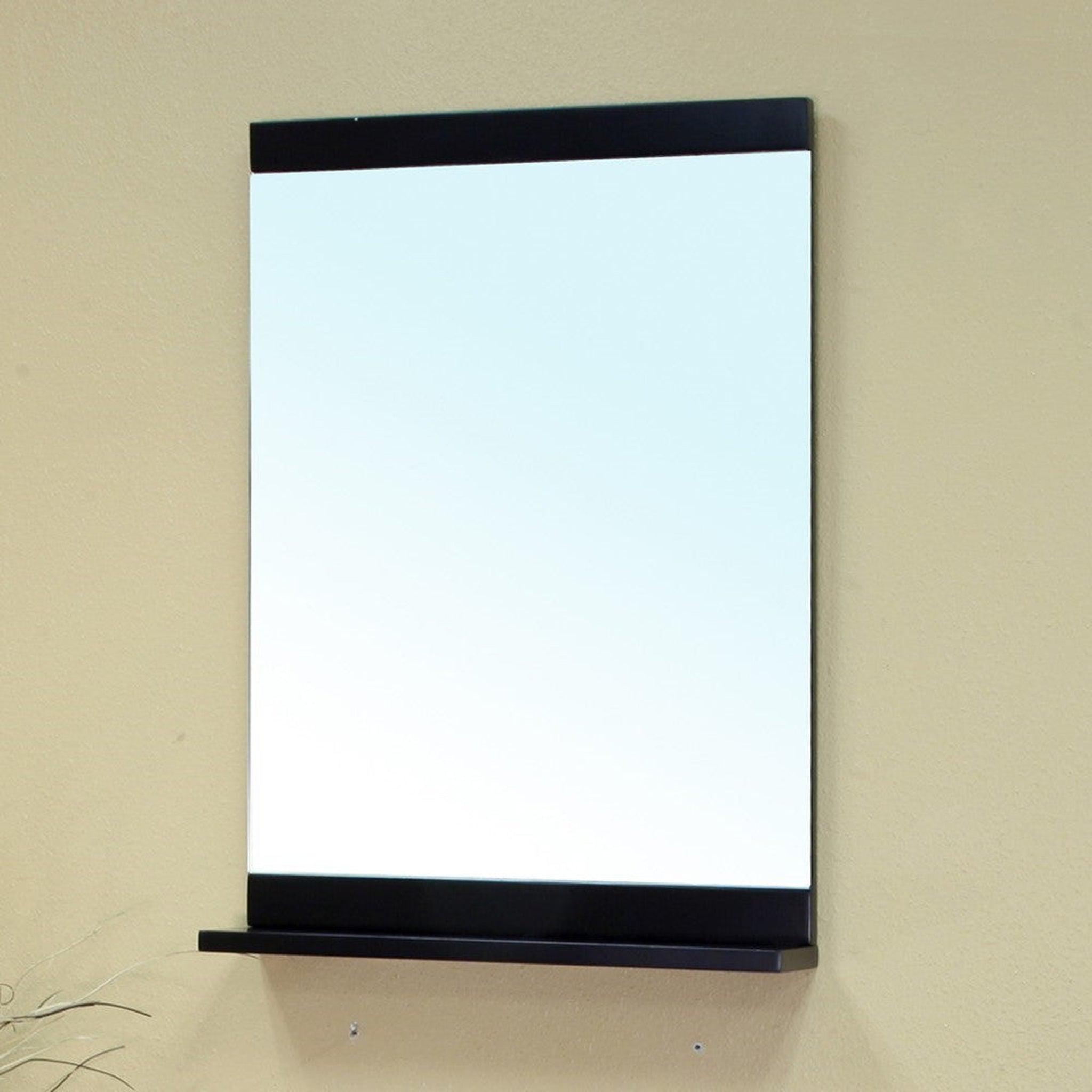 Bellaterra Home, Bellaterra Home 22" x 32" Black Rectangle Wall-Mounted Solid Wood Framed Mirror