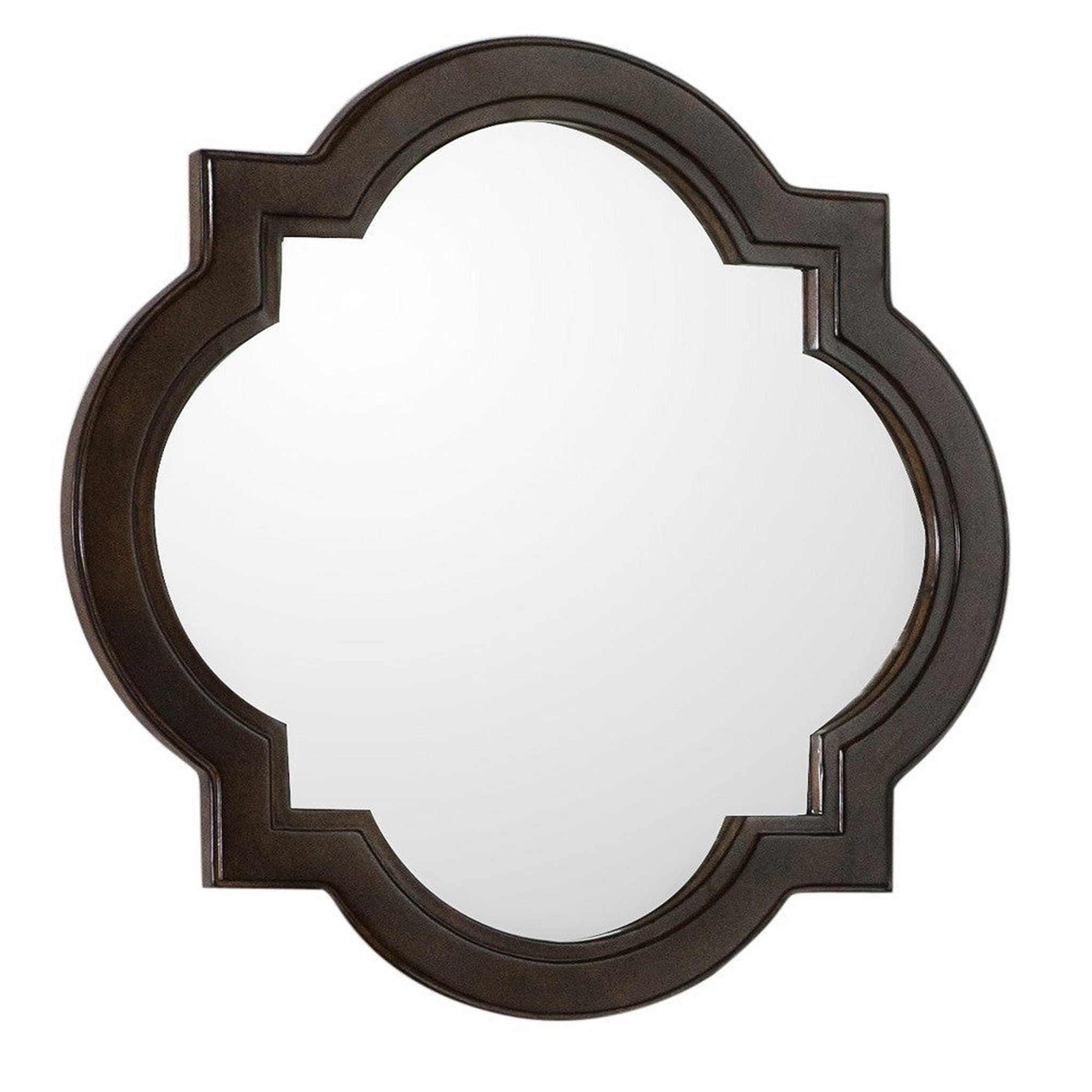 Bellaterra Home, Bellaterra Home 23" x 23" Walnut Quatrefoil Wall-Mounted Wood Framed Mirror