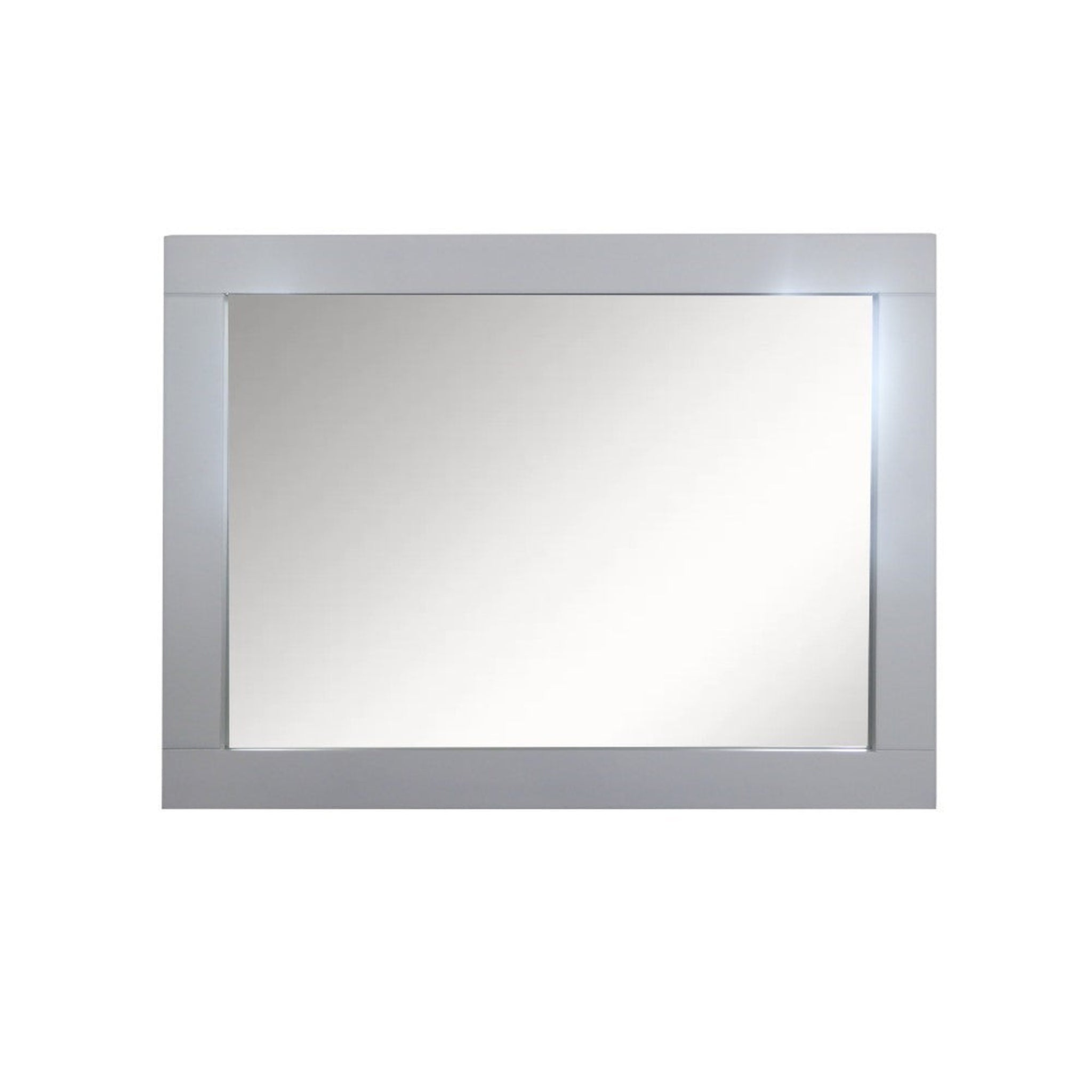 Bellaterra Home, Bellaterra Home 23" x 31" Gray Rectangle Wall-Mounted Wood Framed Mirror