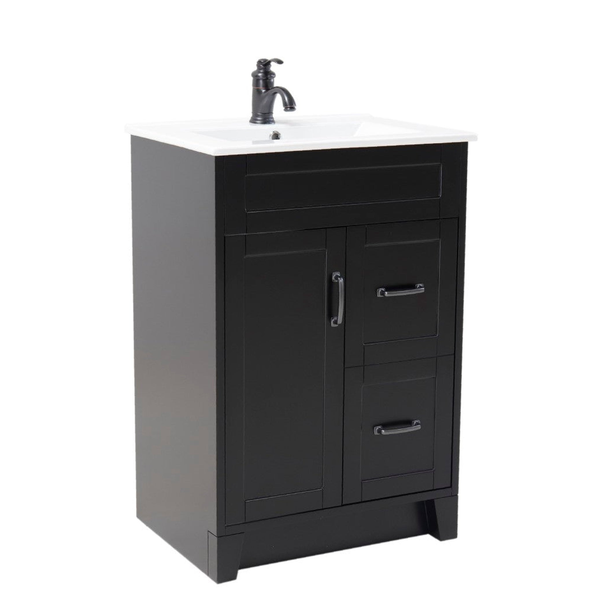 Bellaterra Home, Bellaterra Home 24" 2-Door Espresso Freestanding Vanity Set With Ceramic Integrated Rectangular Sink and Ceramic Top