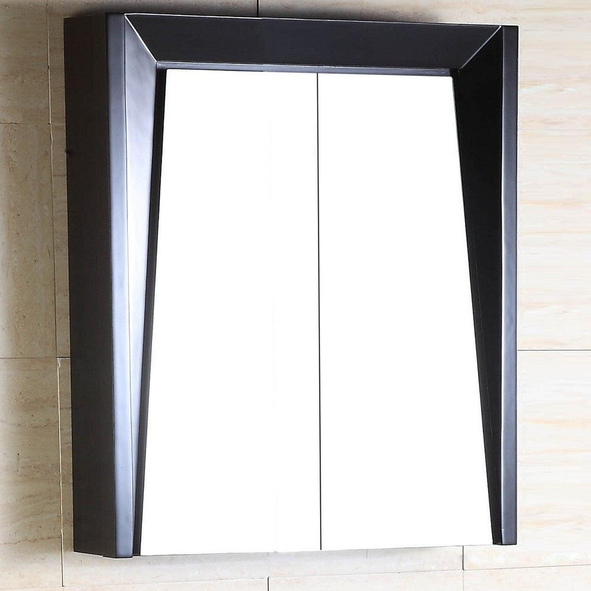 Bellaterra Home, Bellaterra Home 24" x 26" Dark Espresso Angled Wall-Mounted Solid Wood Framed Mirror Cabinet