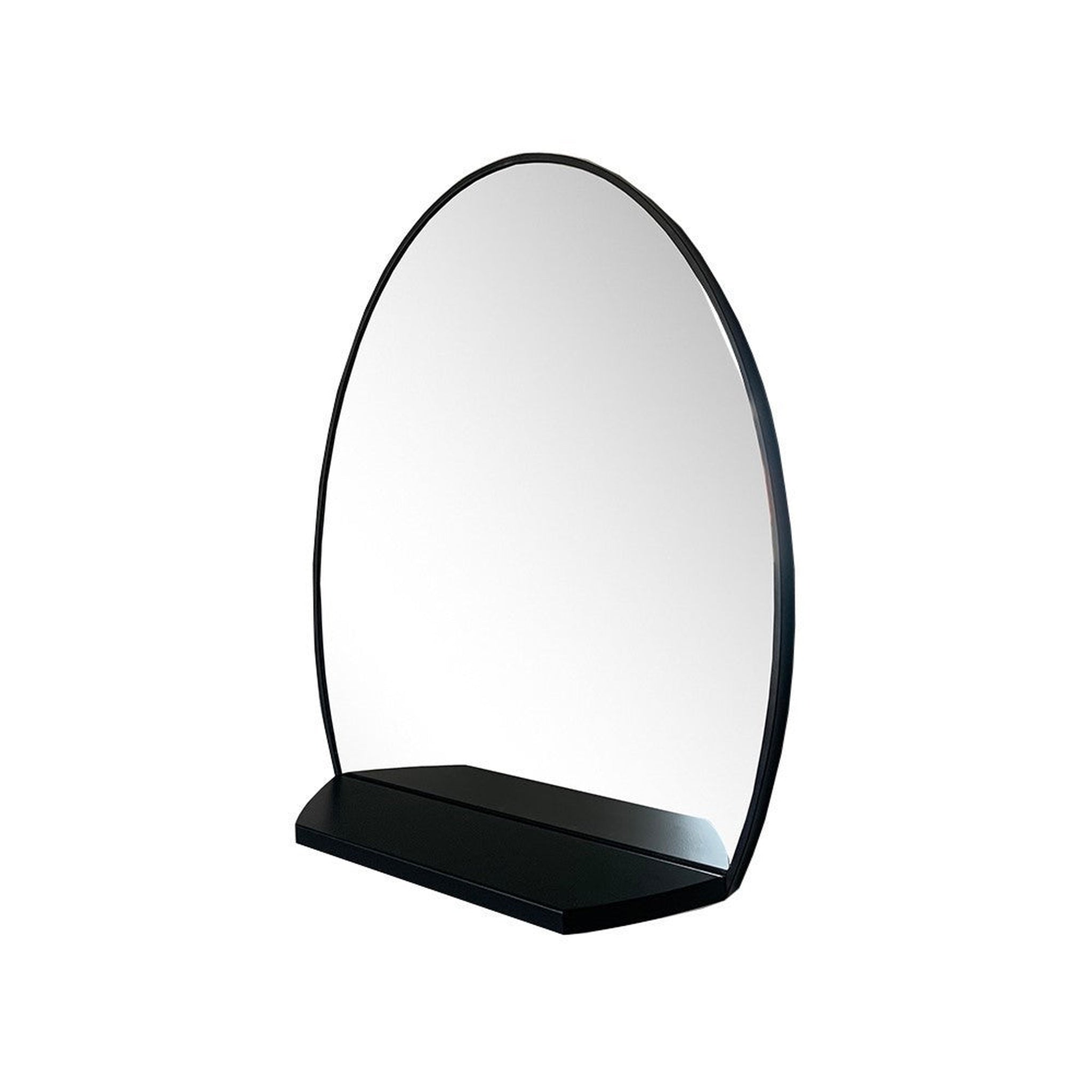 Bellaterra Home, Bellaterra Home 24" x 28" Black Oval Wall-Mounted Steel Framed Mirror With Shelf