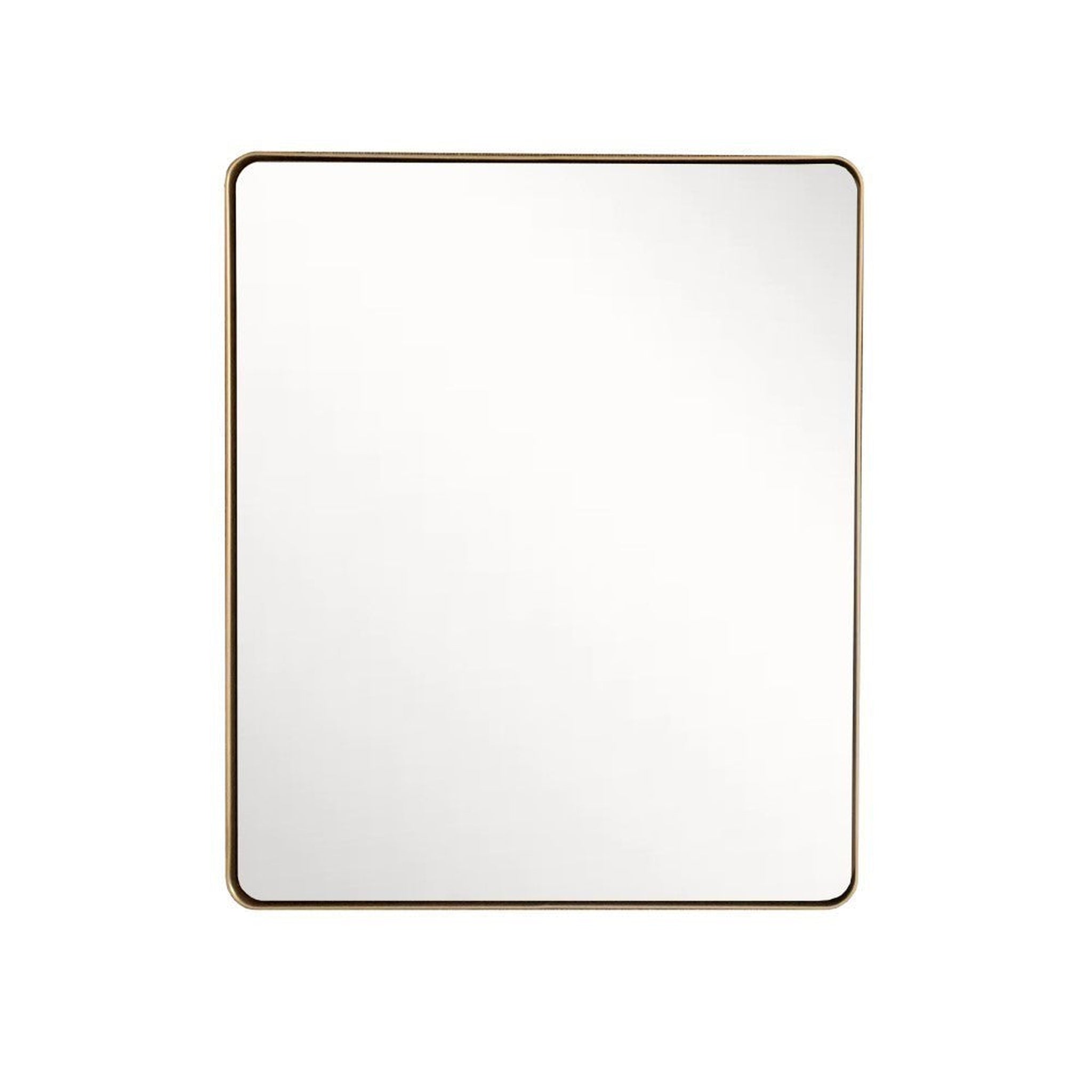 Bellaterra Home, Bellaterra Home 24" x 28" Gold Rectangle Wall-Mounted Steel Framed Mirror With Rounded Edges