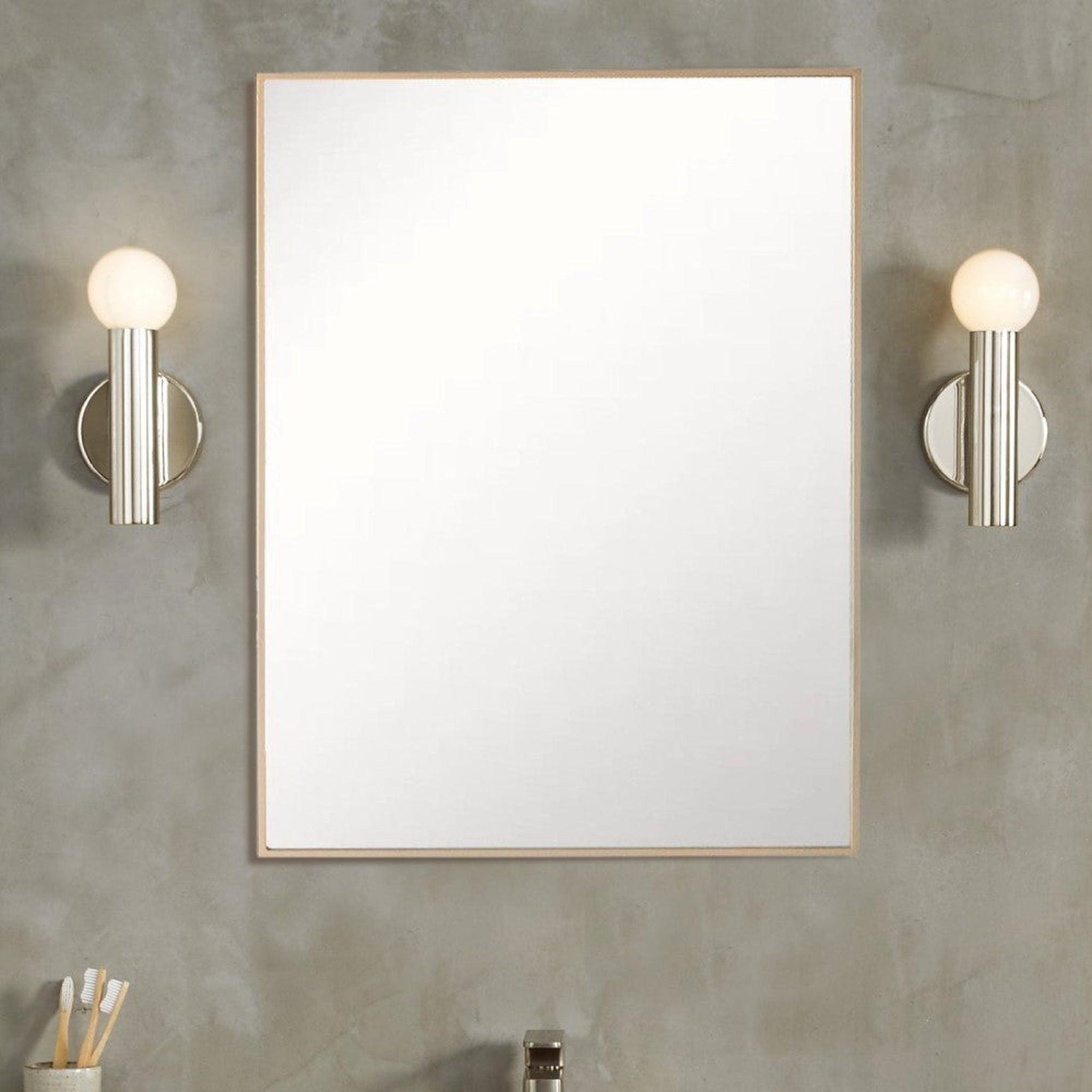 Bellaterra Home, Bellaterra Home 24" x 28" Gold Rectangle Wall-Mounted Steel Framed Mirror With Straight Edges