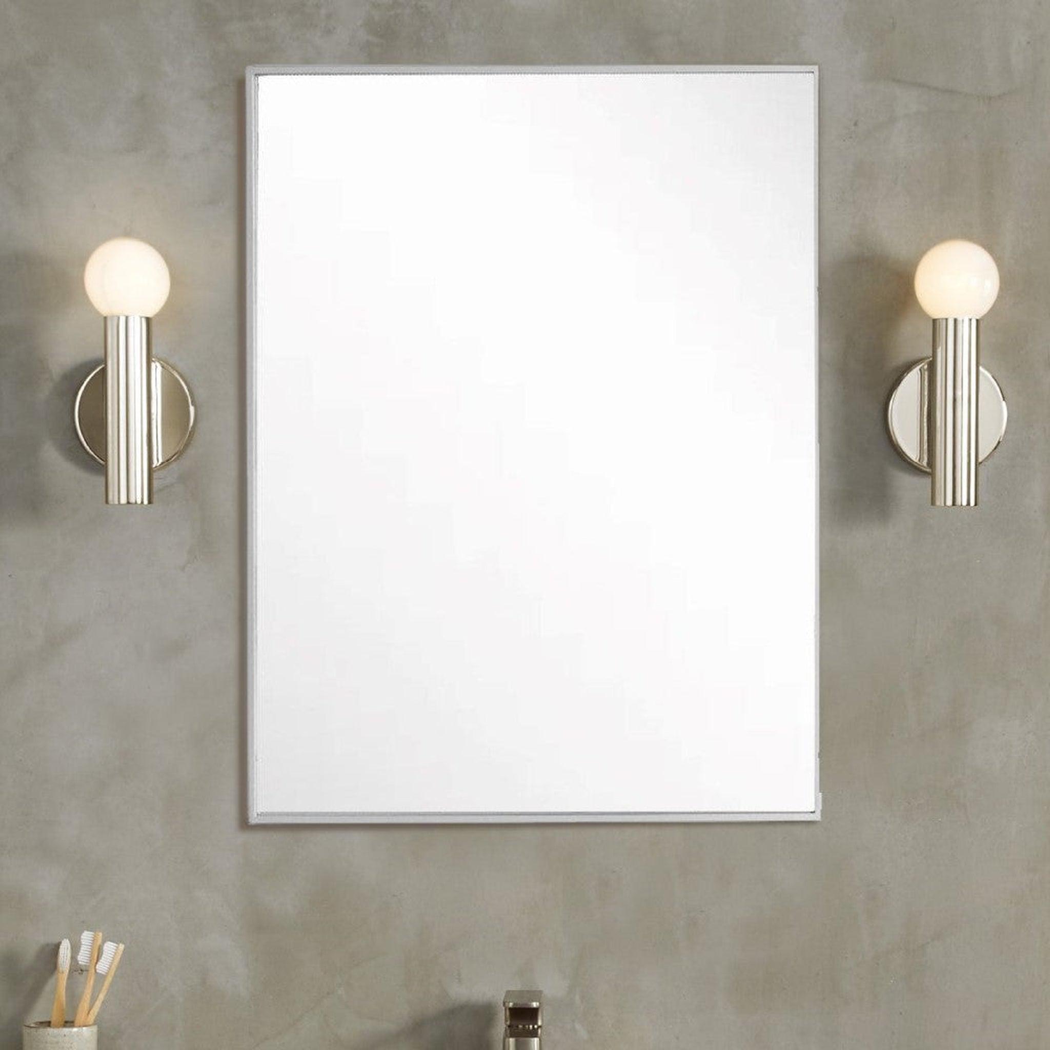 Bellaterra Home, Bellaterra Home 24" x 28" Silver Rectangle Wall-Mounted Steel Framed Mirror With Straight Edges