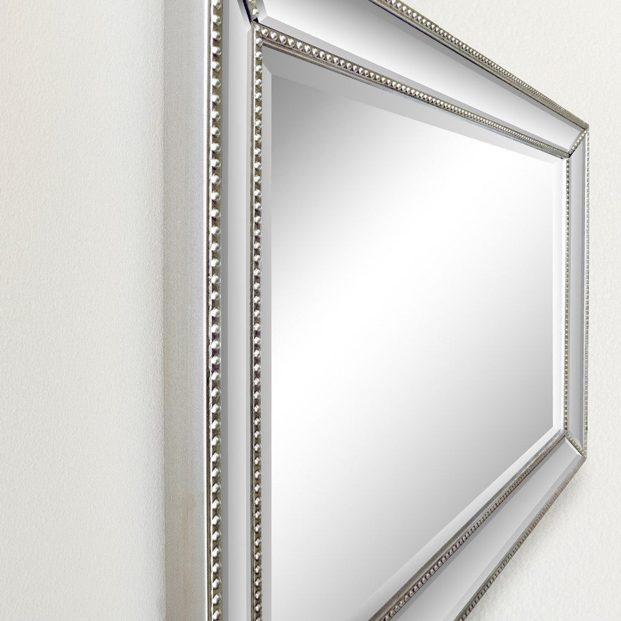 Bellaterra Home, Bellaterra Home 24" x 36" Silver Rectangle Wall-Mounted Beaded Framed Mirror