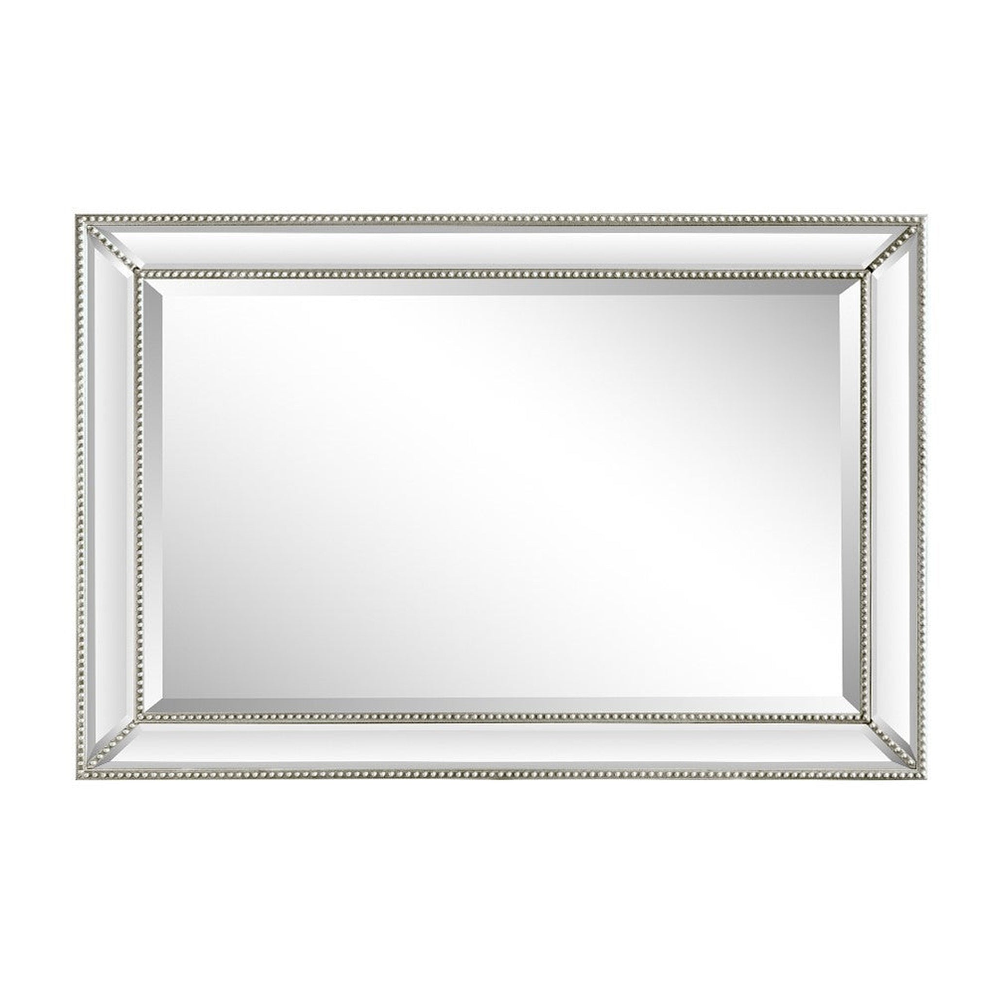 Bellaterra Home, Bellaterra Home 24" x 36" Silver Rectangle Wall-Mounted Beaded Framed Mirror