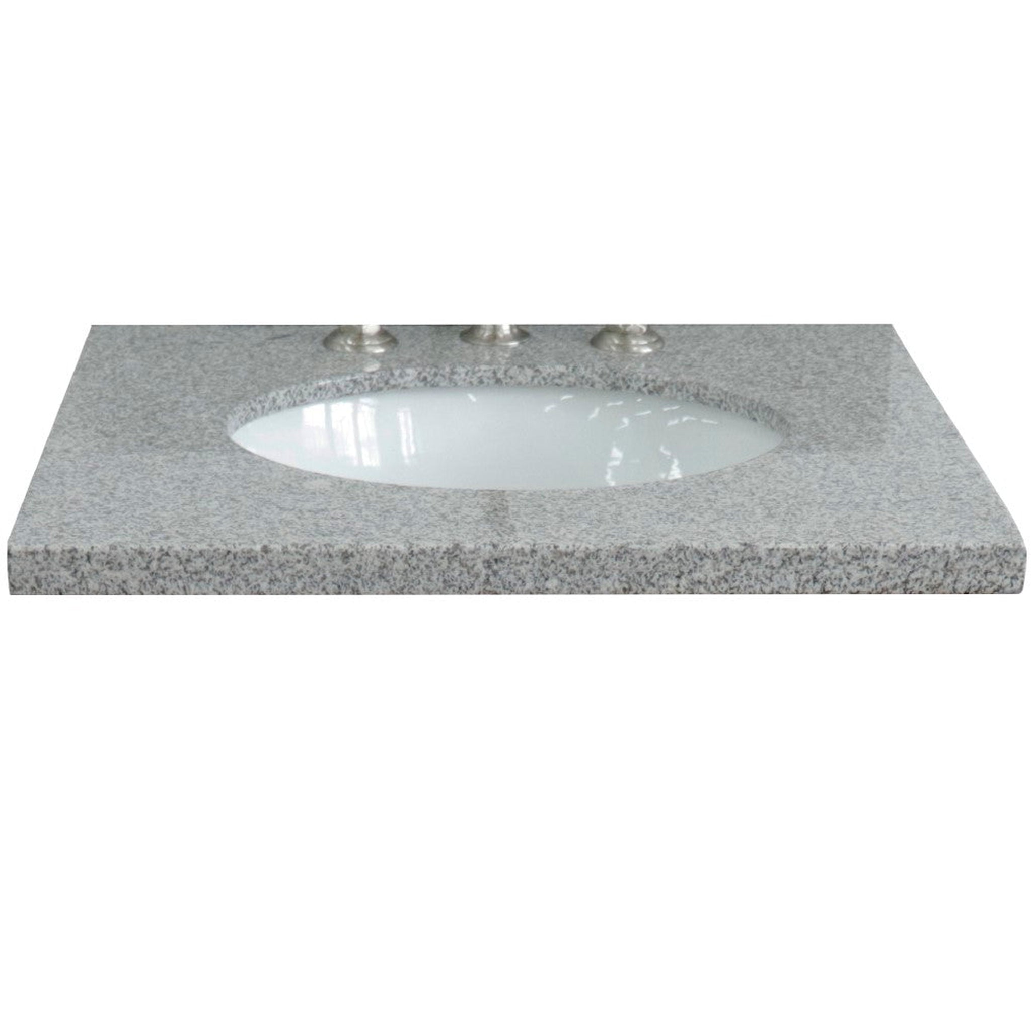 Bellaterra Home, Bellaterra Home 25" x 22" Gray Granite Three Hole Vanity Top With Undermount Oval Sink and Overflow