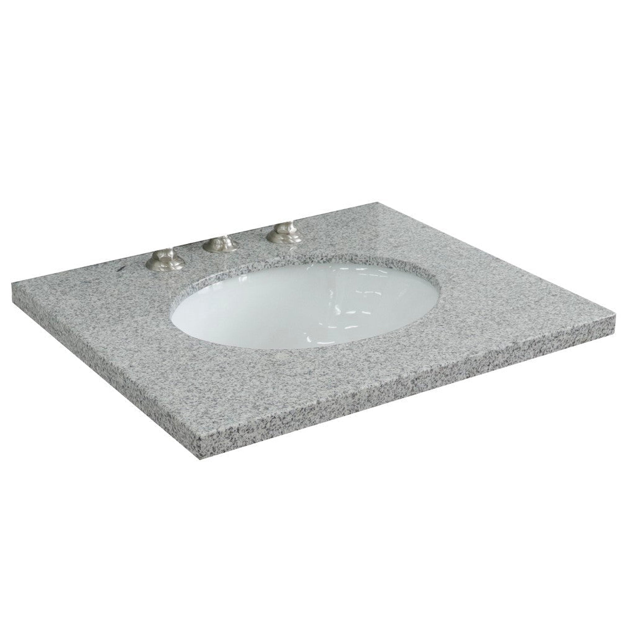 Bellaterra Home, Bellaterra Home 25" x 22" Gray Granite Three Hole Vanity Top With Undermount Oval Sink and Overflow