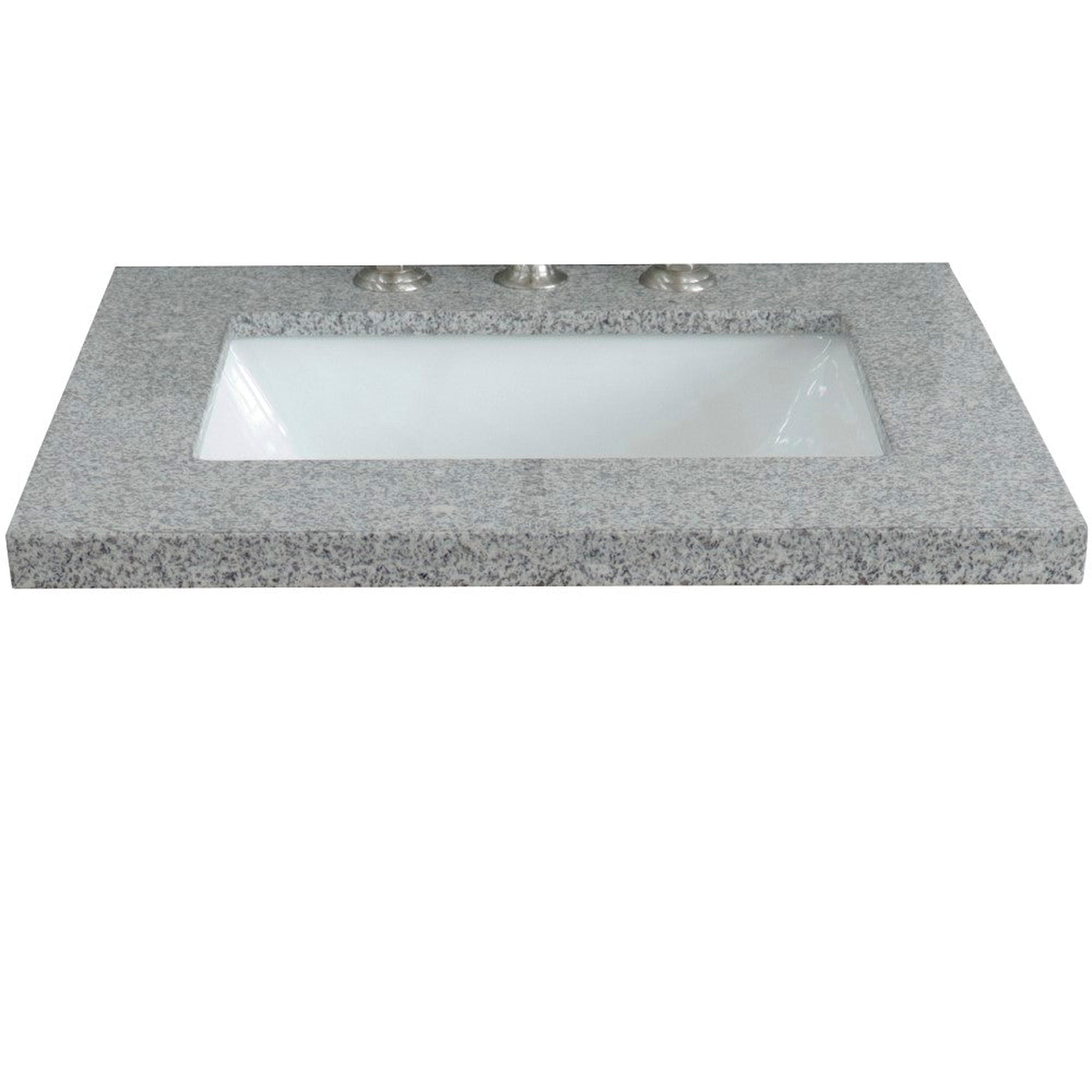 Bellaterra Home, Bellaterra Home 25" x 22" Gray Granite Three Hole Vanity Top With Undermount Rectangular Sink and Overflow