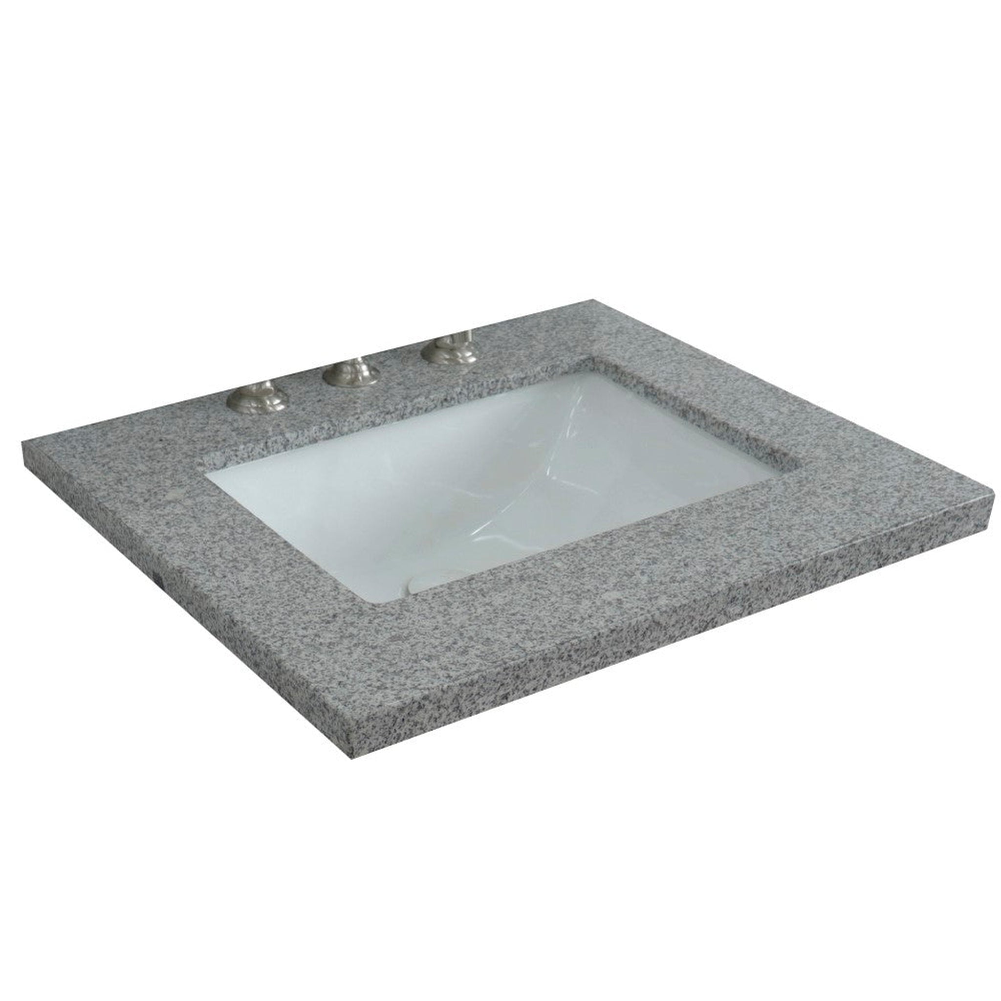 Bellaterra Home, Bellaterra Home 25" x 22" Gray Granite Three Hole Vanity Top With Undermount Rectangular Sink and Overflow