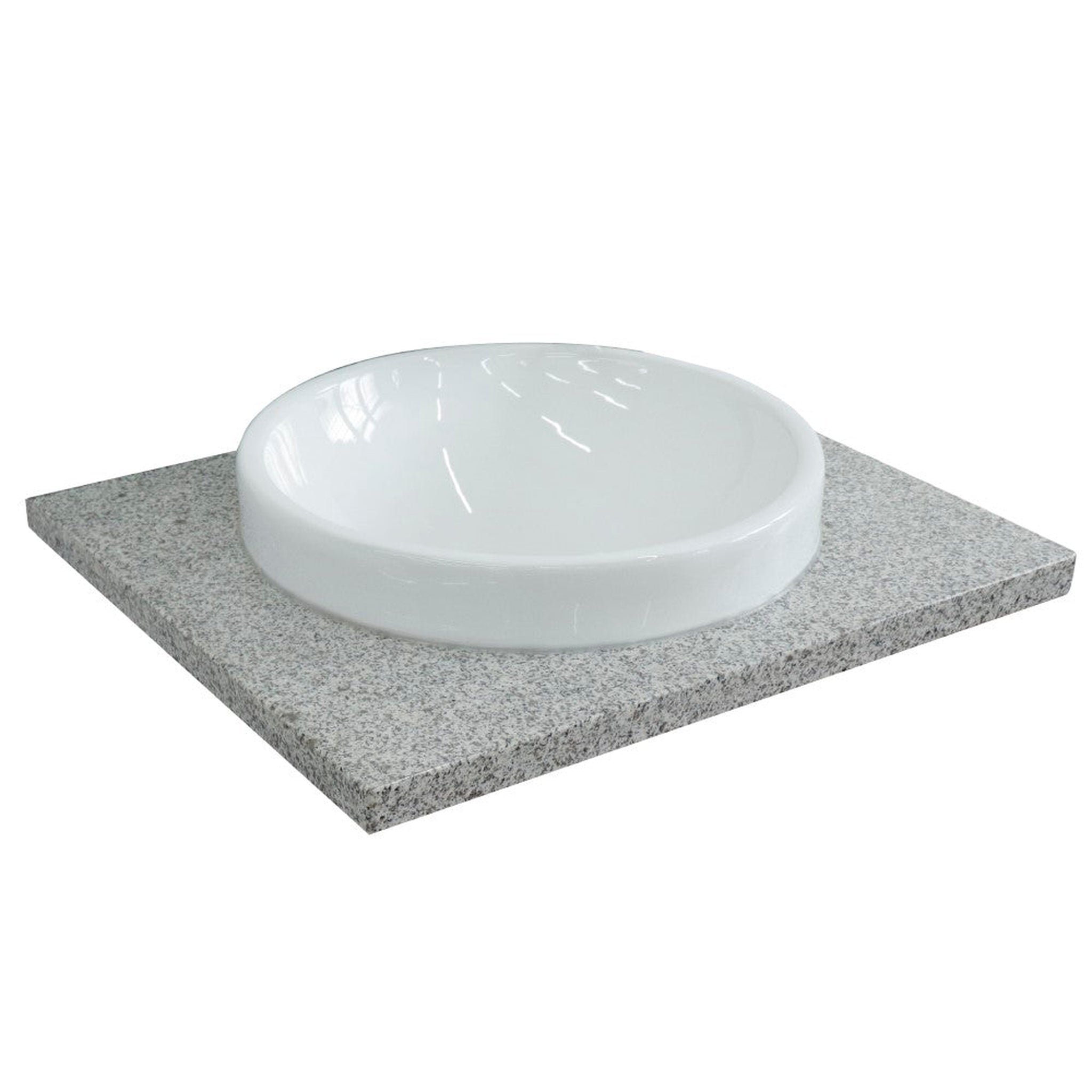 Bellaterra Home, Bellaterra Home 25" x 22" Gray Granite Vanity Top With Semi-recessed Round Sink and Overflow