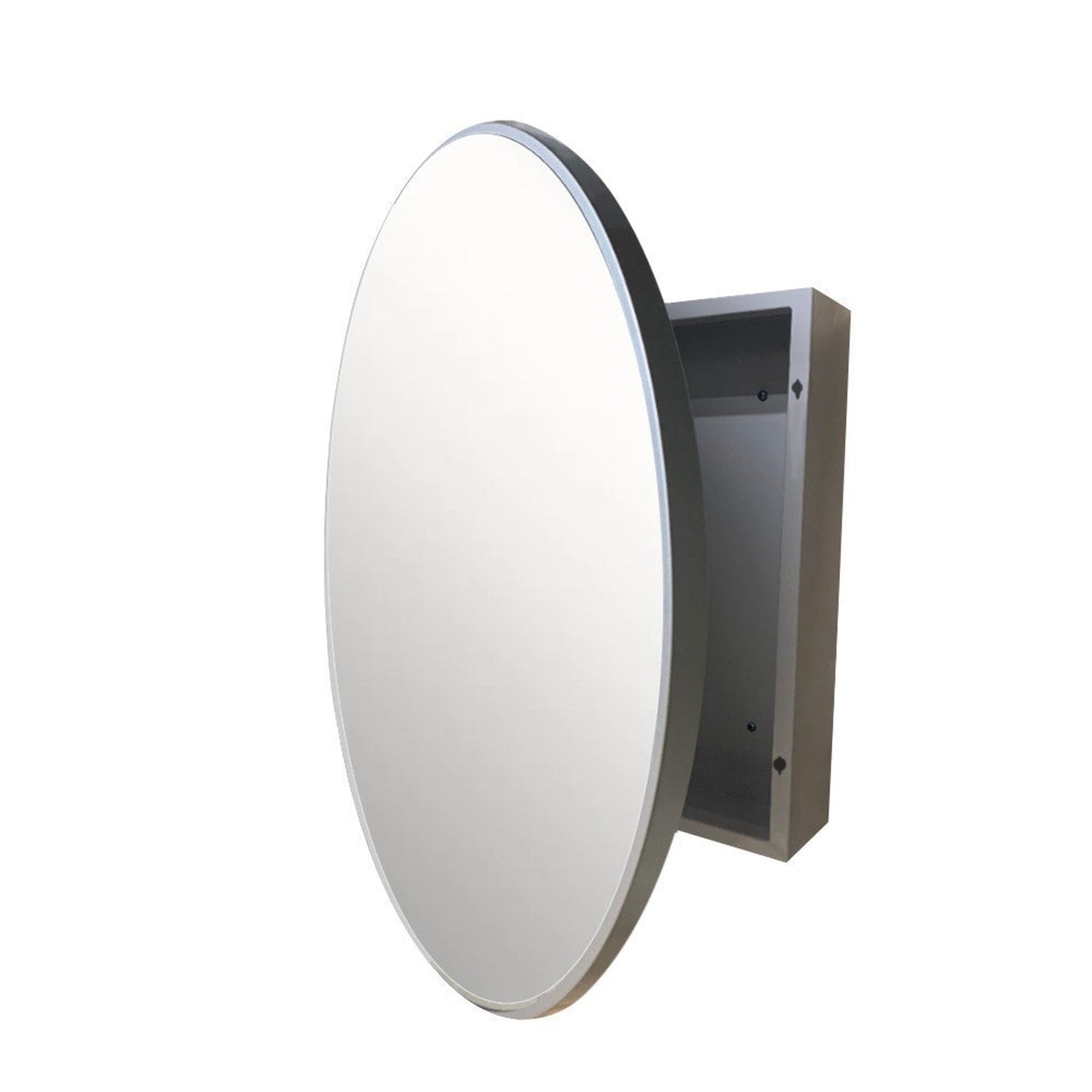 Bellaterra Home, Bellaterra Home 26" Silver Round Wall-Mounted Steel Framed Mirror Medicine Cabinet