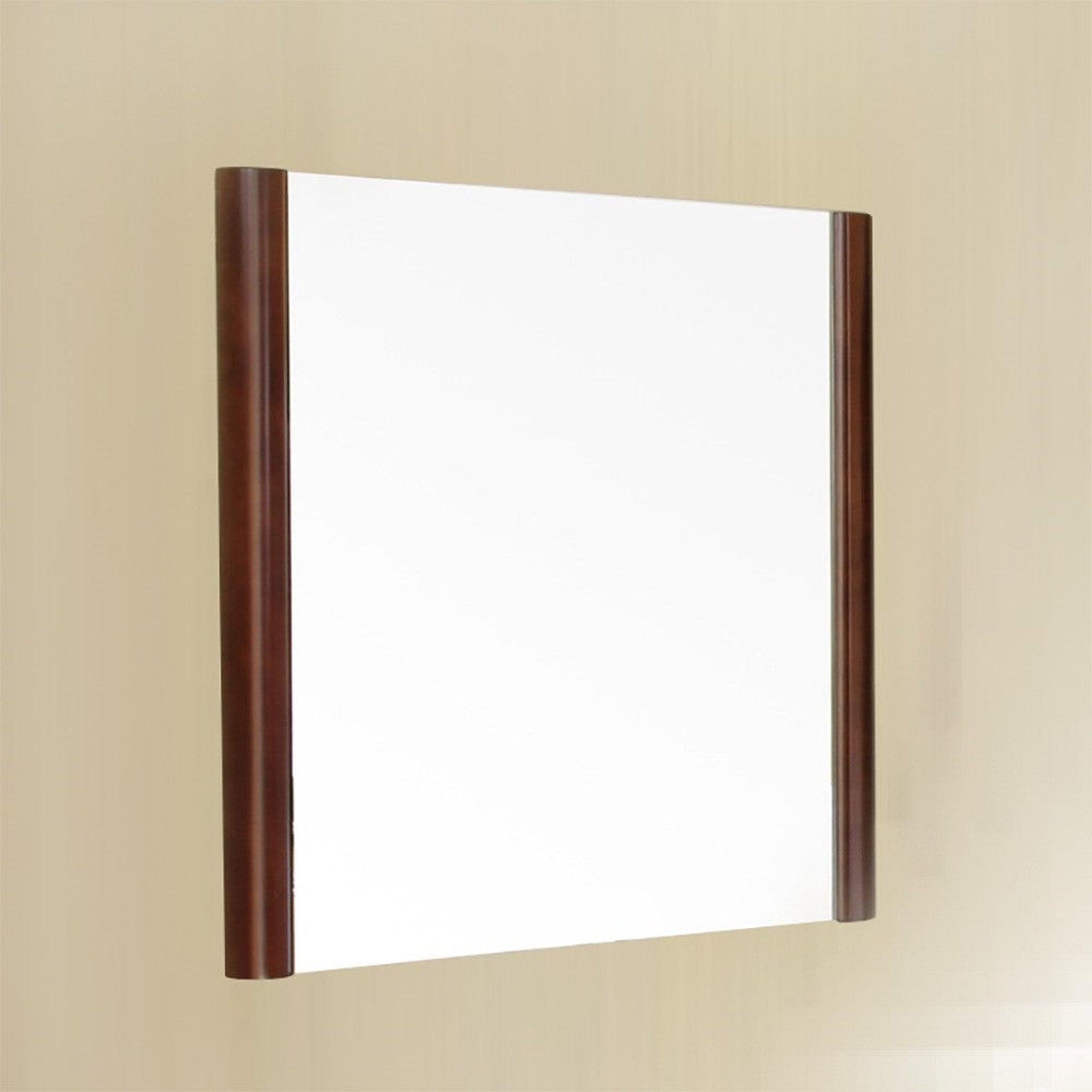 Bellaterra Home, Bellaterra Home 26" Walnut Square Wall-Mounted Solid Wood Framed Mirror