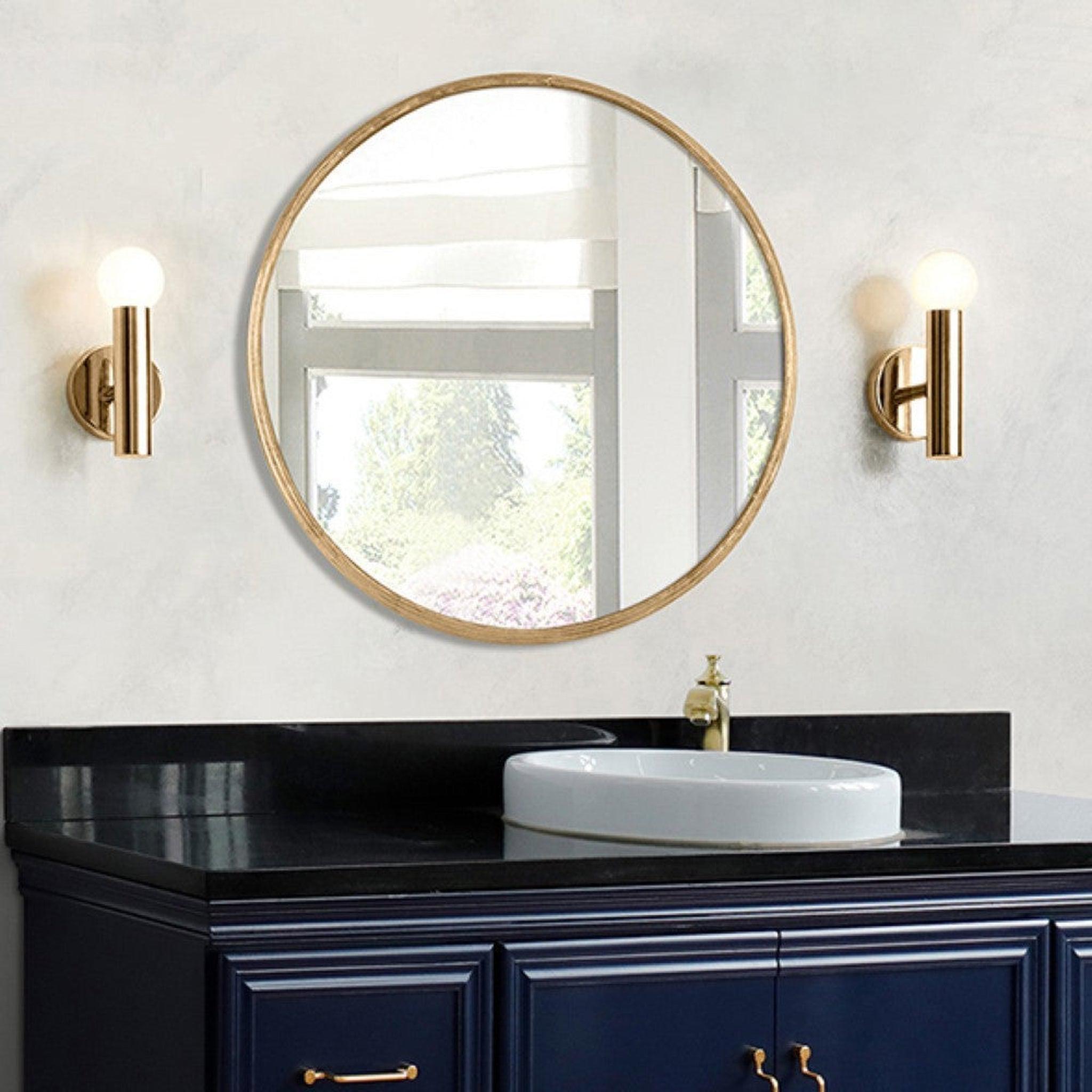 Bellaterra Home, Bellaterra Home 29" Gold Round Wall-Mounted Steel Framed Mirror