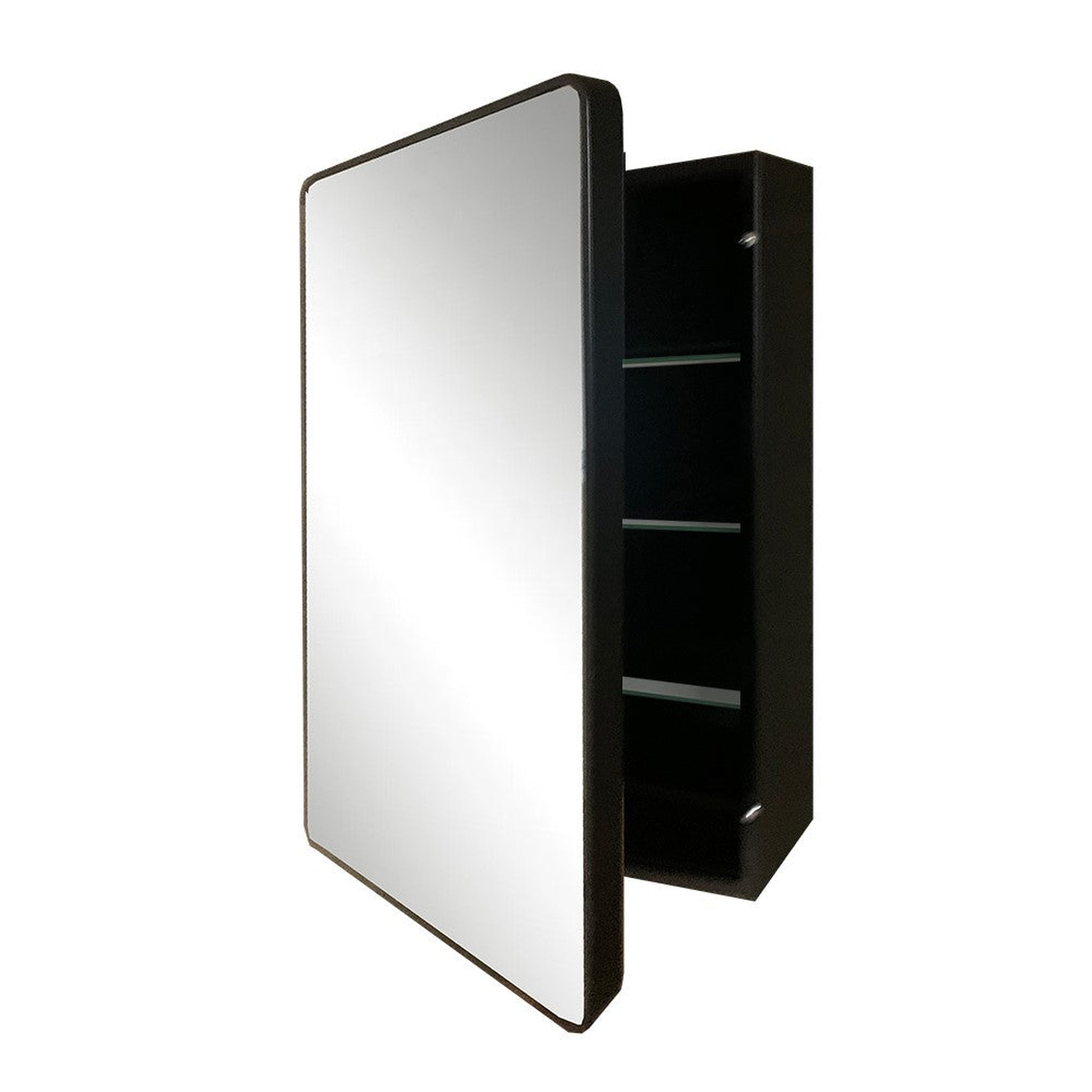 Bellaterra Home, Bellaterra Home 29" x 18" Black Rectangle Wall-Mounted Steel Framed Mirror Medicine Cabinet