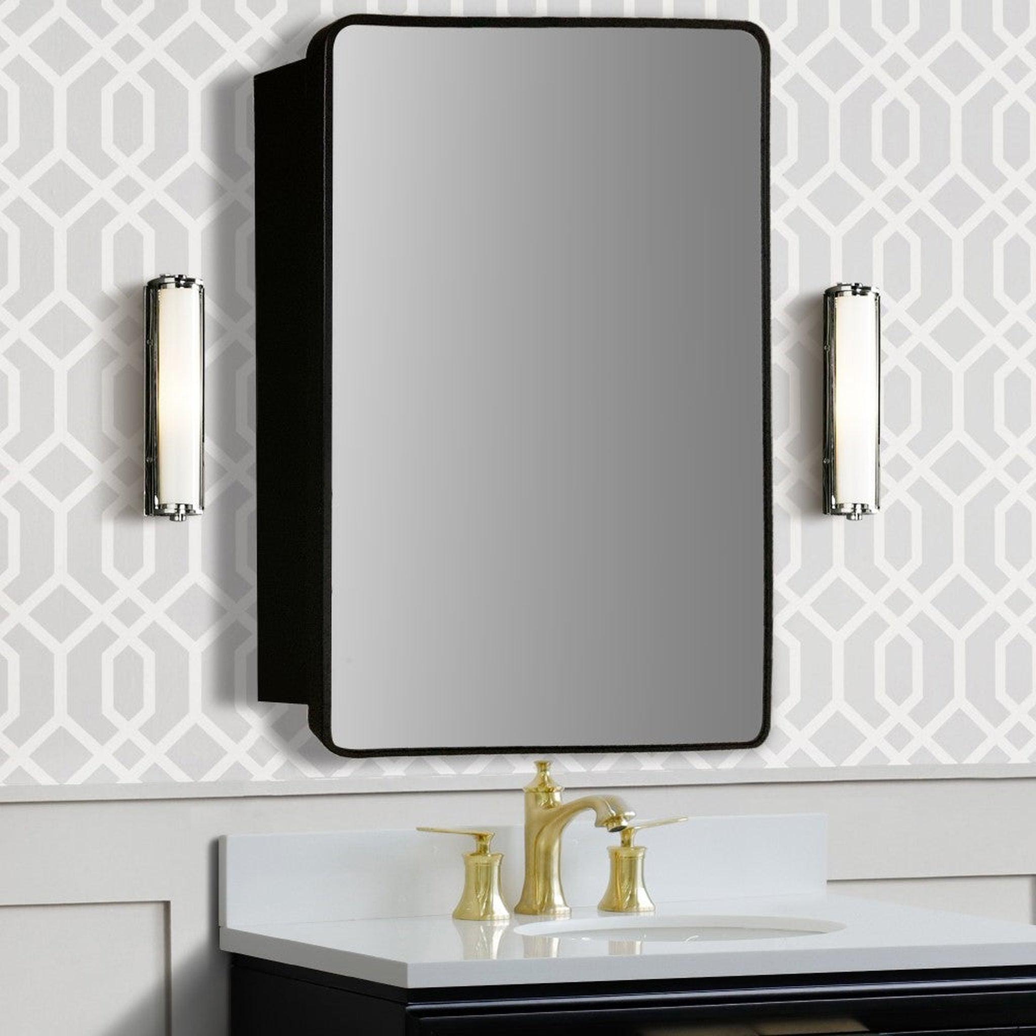 Bellaterra Home, Bellaterra Home 29" x 18" Black Rectangle Wall-Mounted Steel Framed Mirror Medicine Cabinet