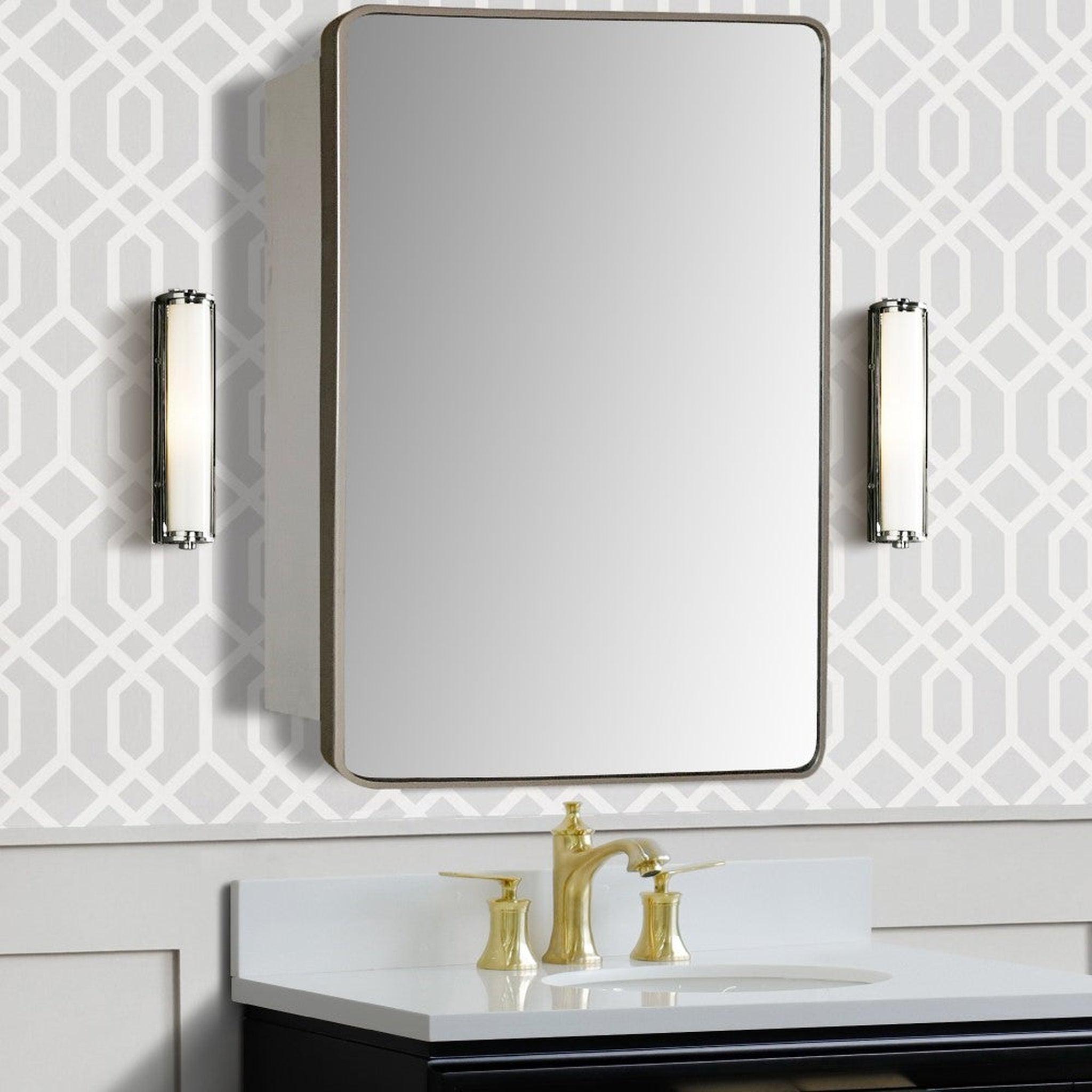 Bellaterra Home, Bellaterra Home 29" x 18" Silver Rectangle Wall-Mounted Steel Framed Mirror Medicine Cabinet