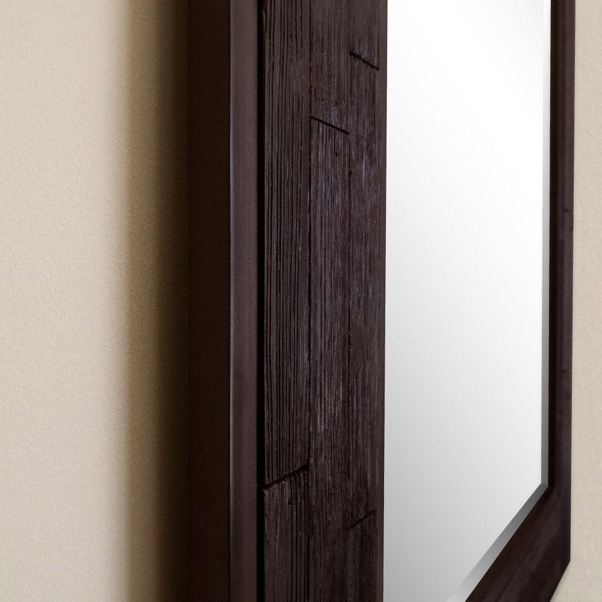 Bellaterra Home, Bellaterra Home 29" x 35" Dark Brown Rectangle Wall-Mounted Solid Wood Framed Mirror