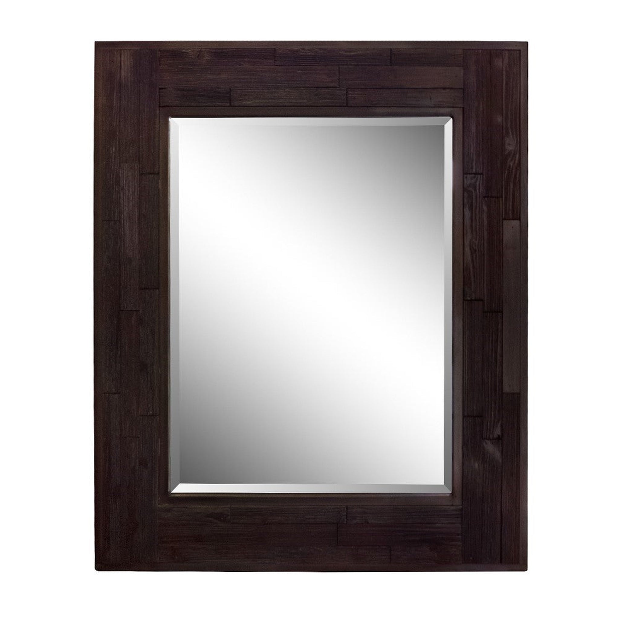 Bellaterra Home, Bellaterra Home 29" x 35" Dark Brown Rectangle Wall-Mounted Solid Wood Framed Mirror