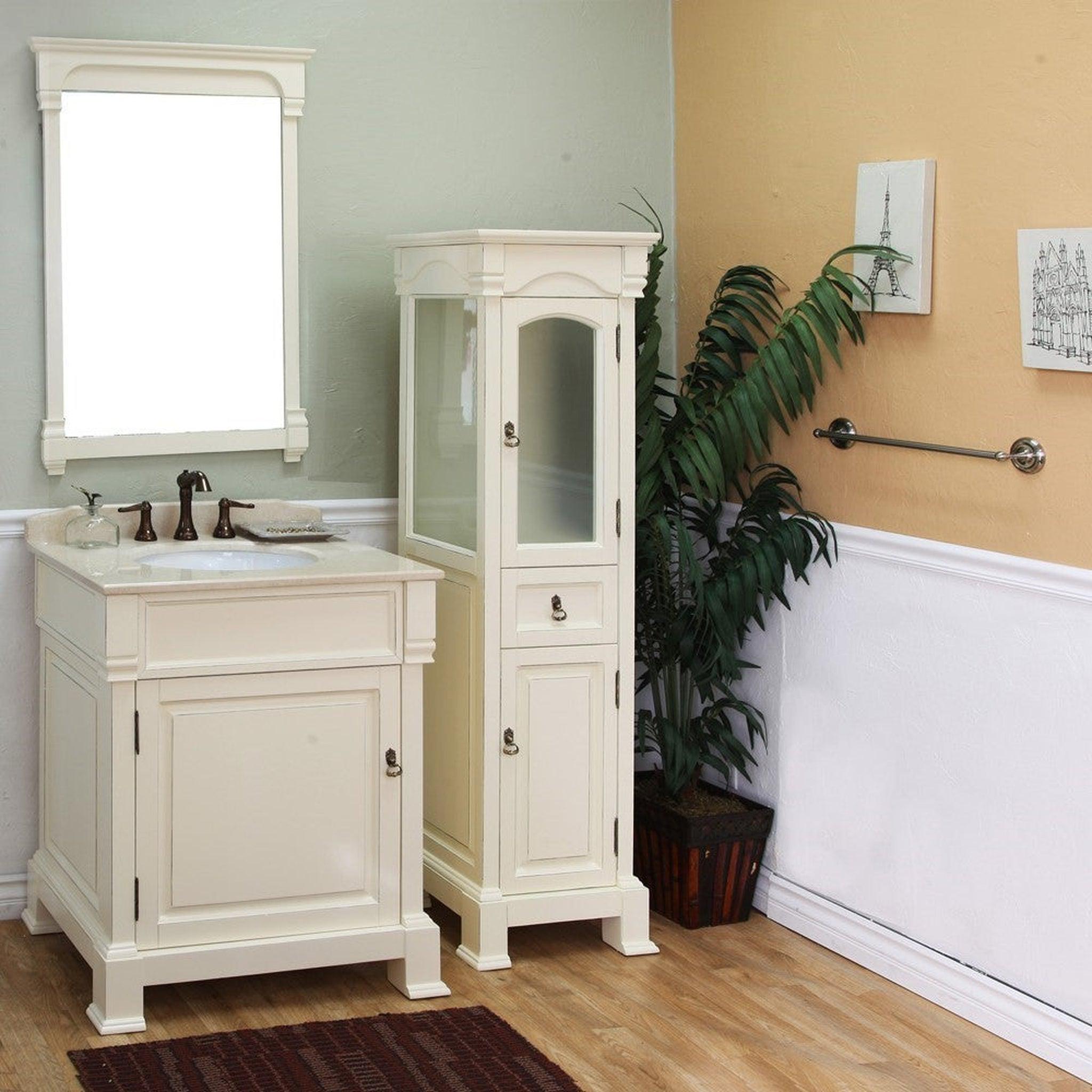 Bellaterra Home, Bellaterra Home 30" 1-Door Cream White Freestanding Vanity Set With White Ceramic Undermount Sink and Cream Marble Top