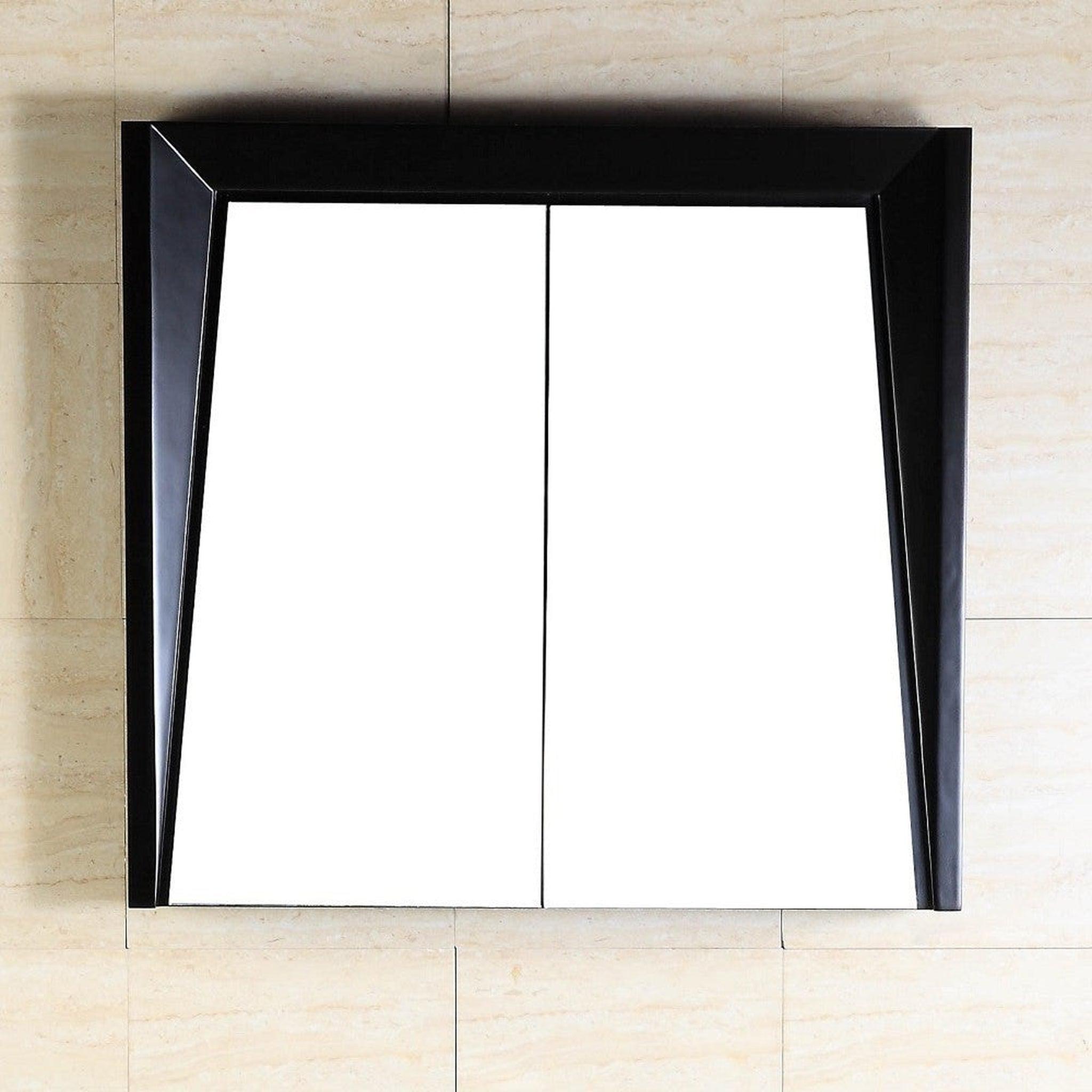 Bellaterra Home, Bellaterra Home 30" x 26" Dark Espresso Angled Wall-Mounted Solid Wood Framed Mirror Cabinet