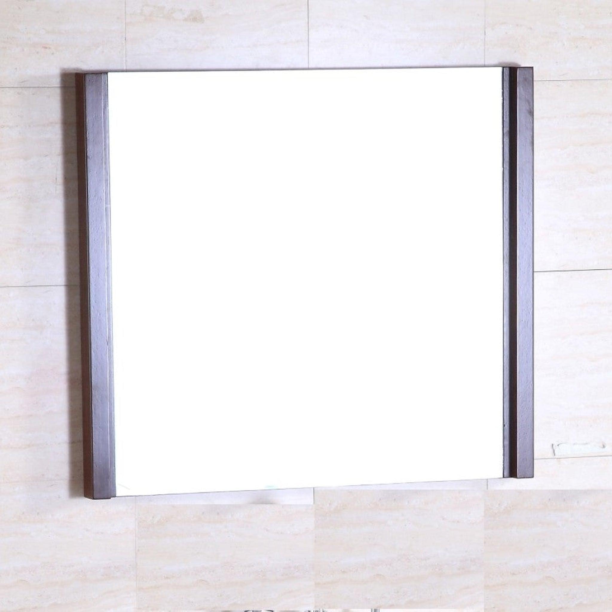 Bellaterra Home, Bellaterra Home 30" x 26" Wenge Rectangle Wall-Mounted Solid Wood Framed Mirror