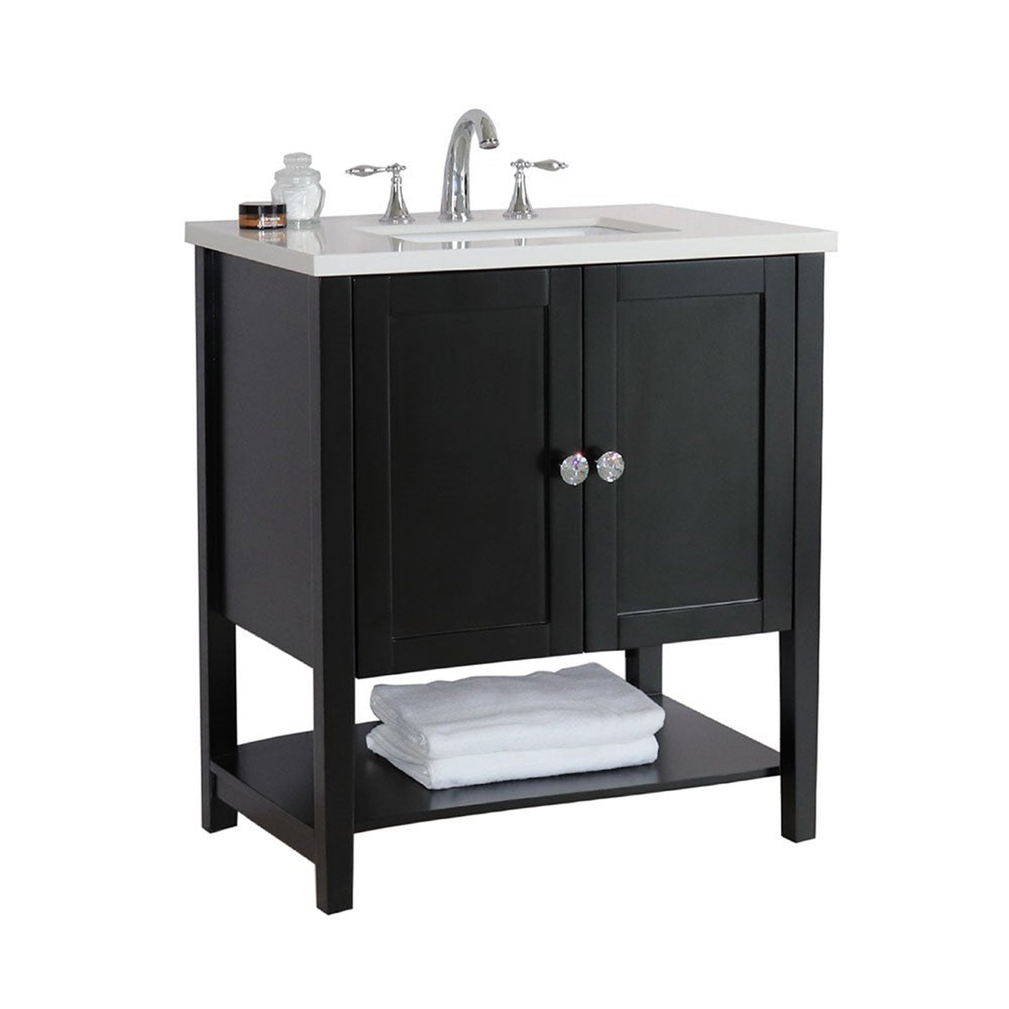 Bellaterra Home, Bellaterra Home 31" 2-Door Espresso Freestanding Vanity Set With White Ceramic Undermount Sink and White Quartz Top