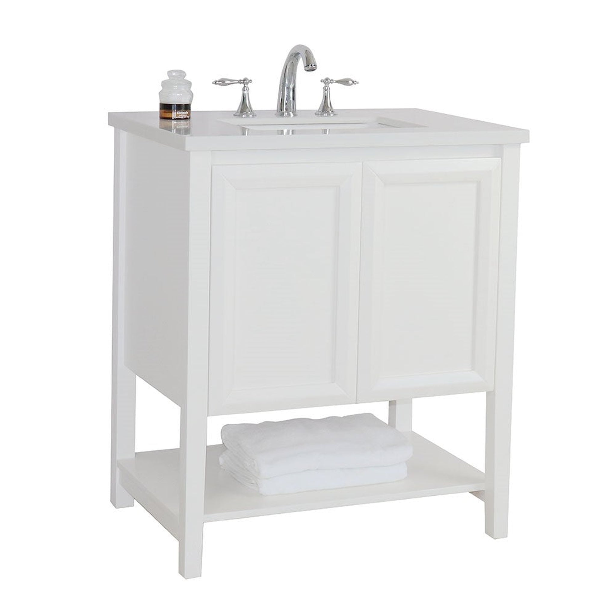 Bellaterra Home, Bellaterra Home 31" 2-Door White Freestanding Vanity Set With White Ceramic Undermount Sink and White Quartz Top