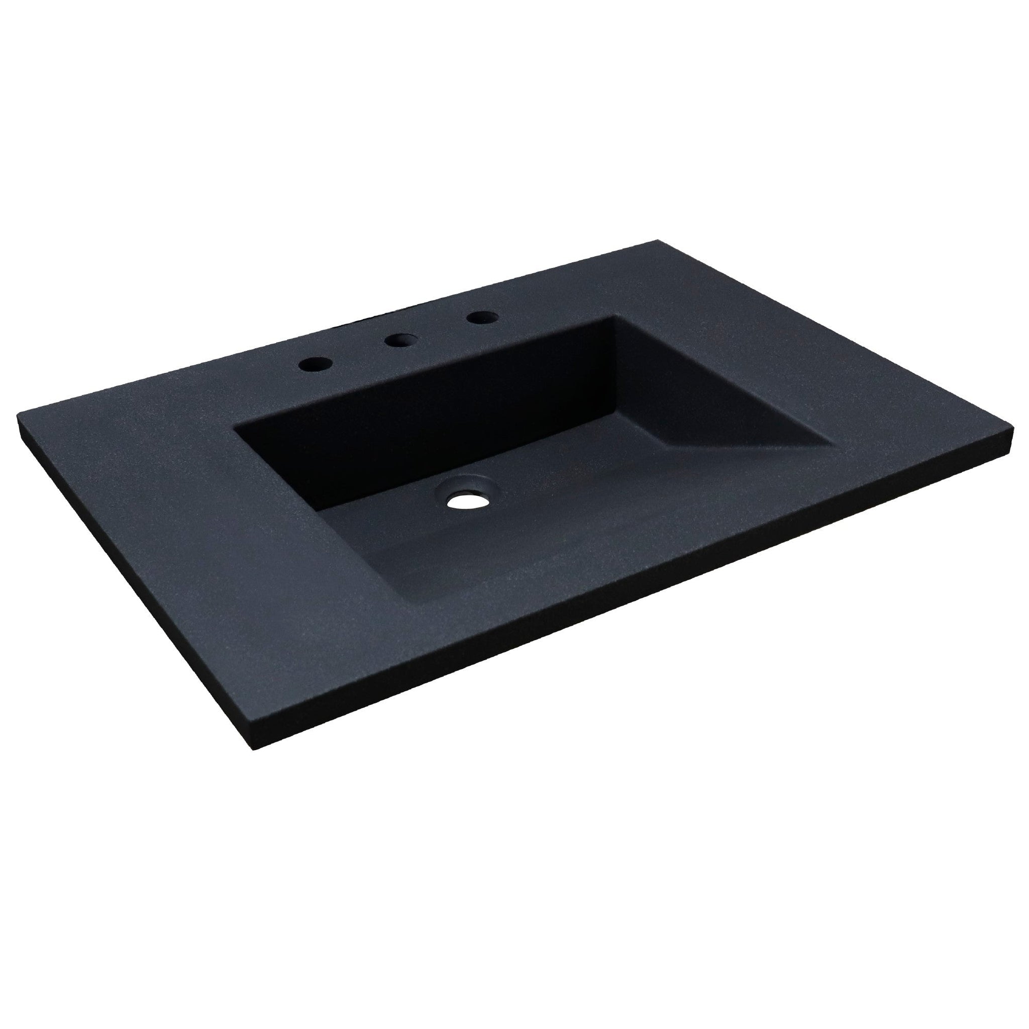 Bellaterra Home, Bellaterra Home 31" x 22" Black Concrete Three Hole Vanity Top With Integrated Rectangular Ramp Sink