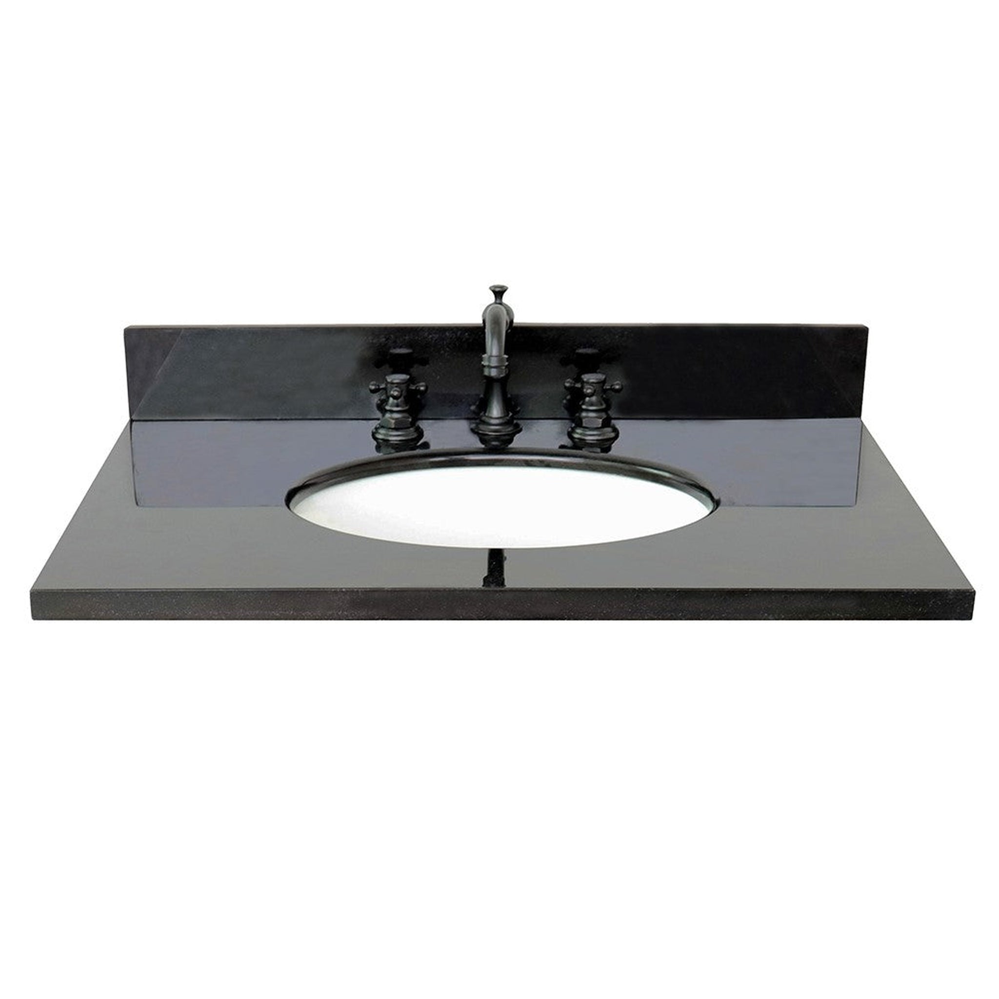 Bellaterra Home, Bellaterra Home 31" x 22" Black Galaxy Three Hole Vanity Top With Undermount Oval Sink and Overflow