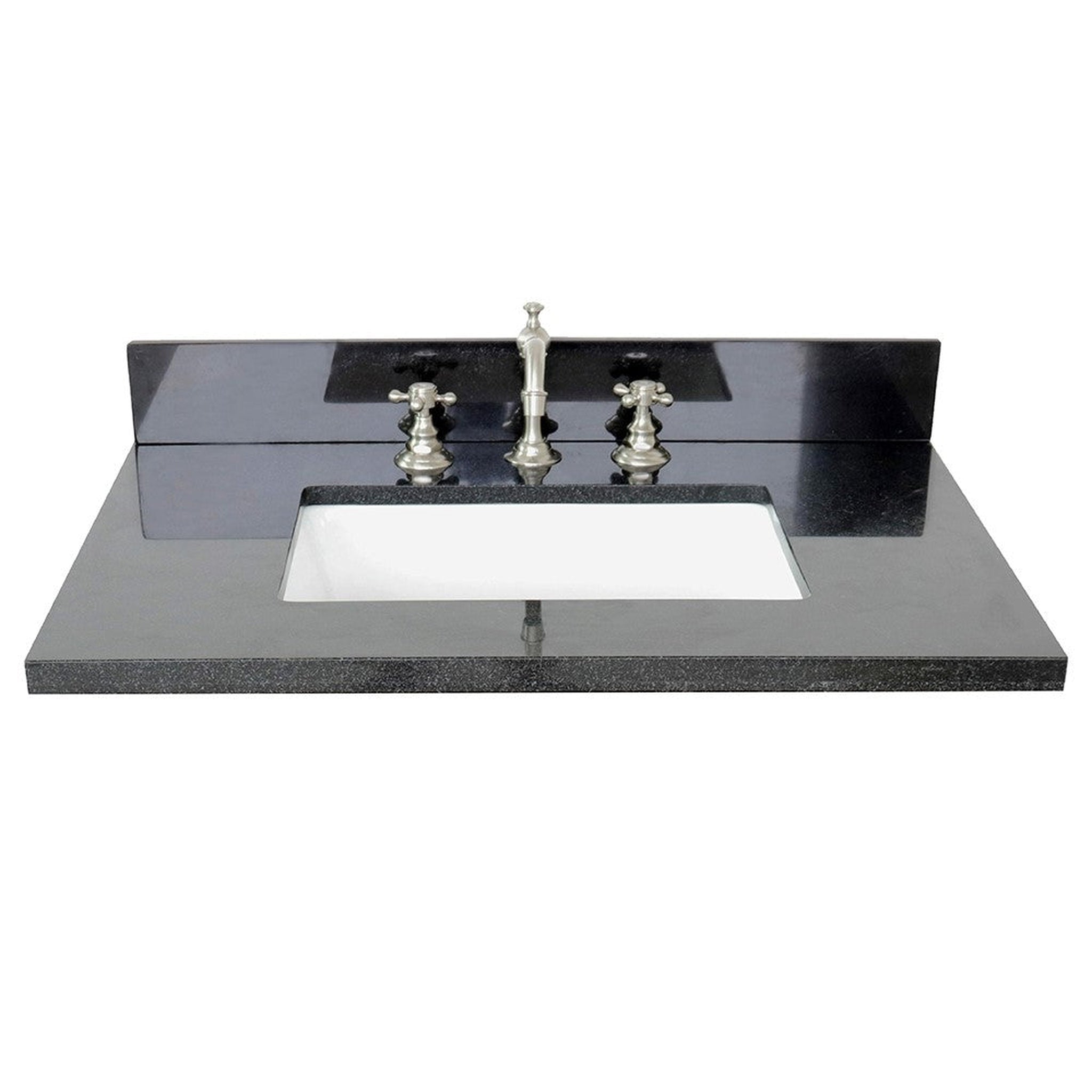 Bellaterra Home, Bellaterra Home 31" x 22" Black Galaxy Three Hole Vanity Top With Undermount Rectangular Sink and Overflow