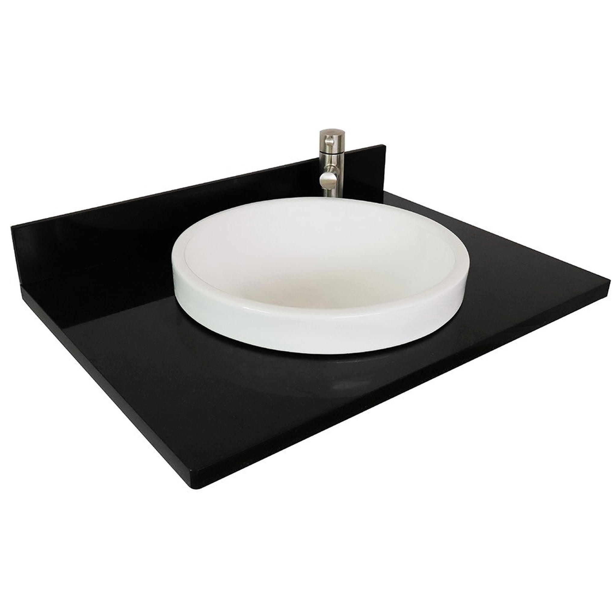 Bellaterra Home, Bellaterra Home 31" x 22" Black Galaxy Vanity Top With Semi-recessed Round Sink and Overflow