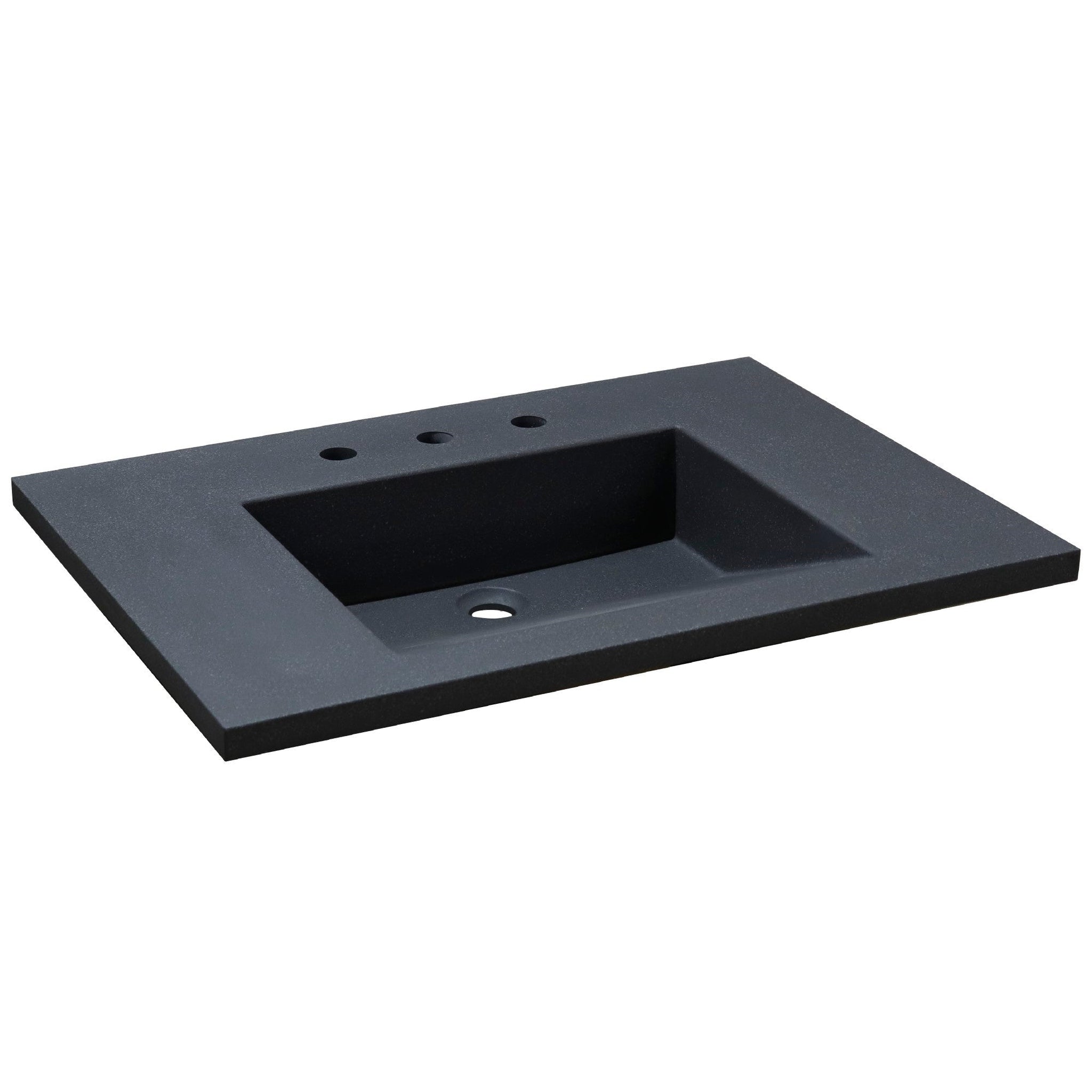 Bellaterra Home, Bellaterra Home 31" x 22" Dark Gray Concrete Three Hole Vanity Top With Integrated Rectangular Ramp Sink