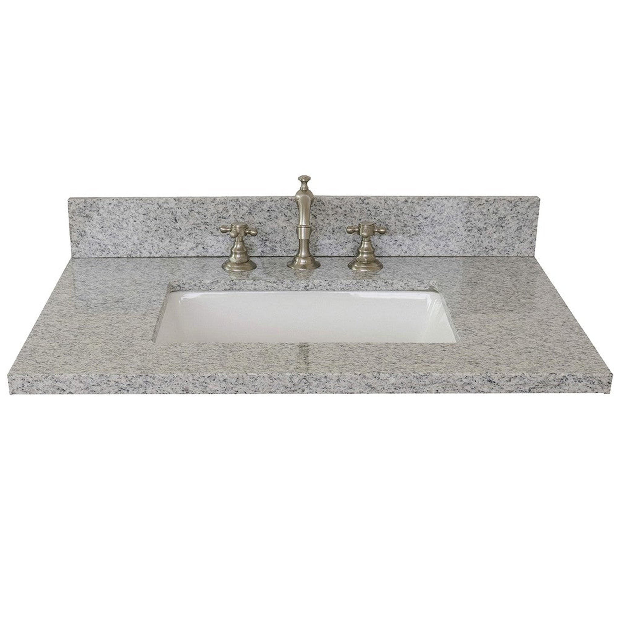 Bellaterra Home, Bellaterra Home 31" x 22" Gray Granite Three Hole Vanity Top With Undermount Rectangular Sink and Overflow