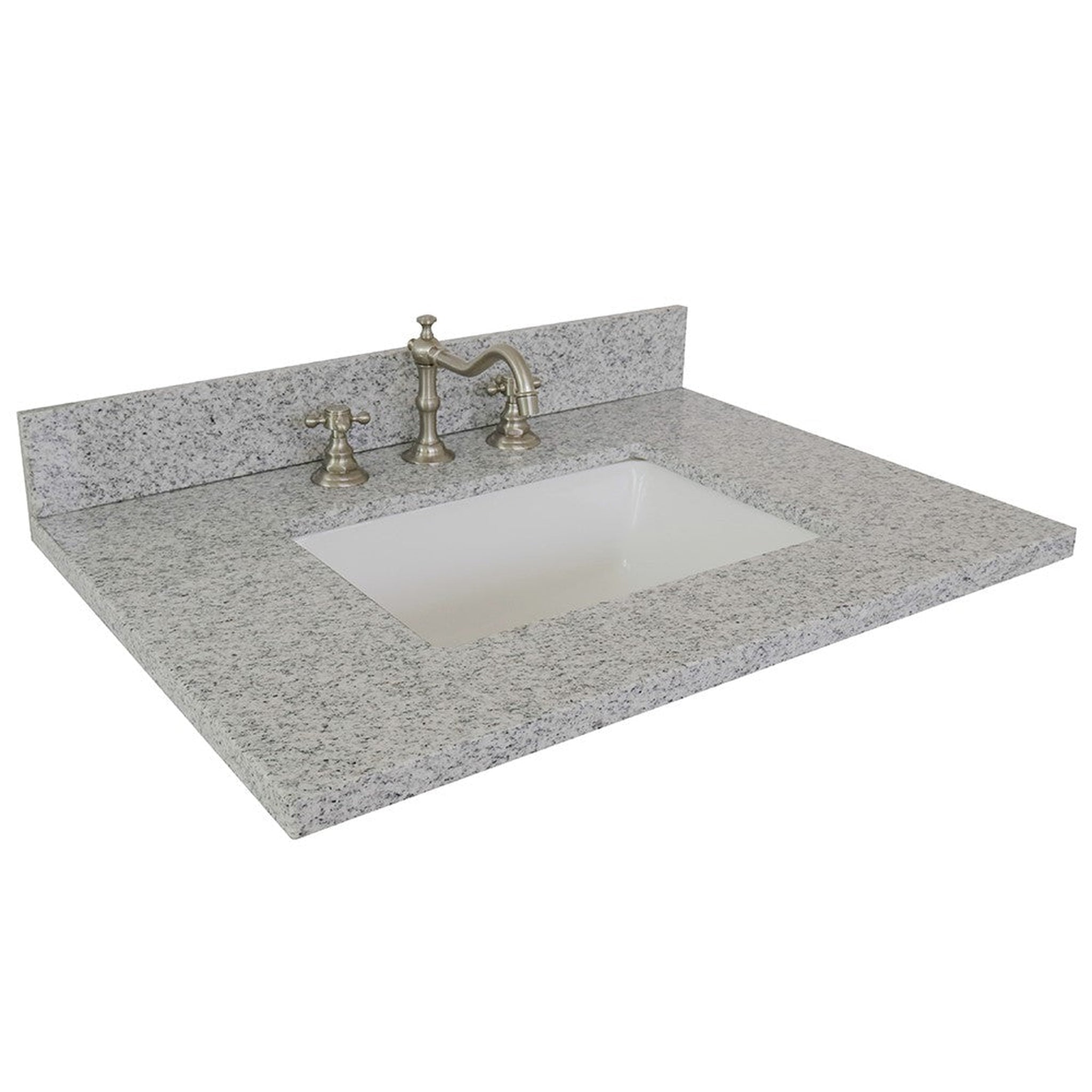 Bellaterra Home, Bellaterra Home 31" x 22" Gray Granite Three Hole Vanity Top With Undermount Rectangular Sink and Overflow