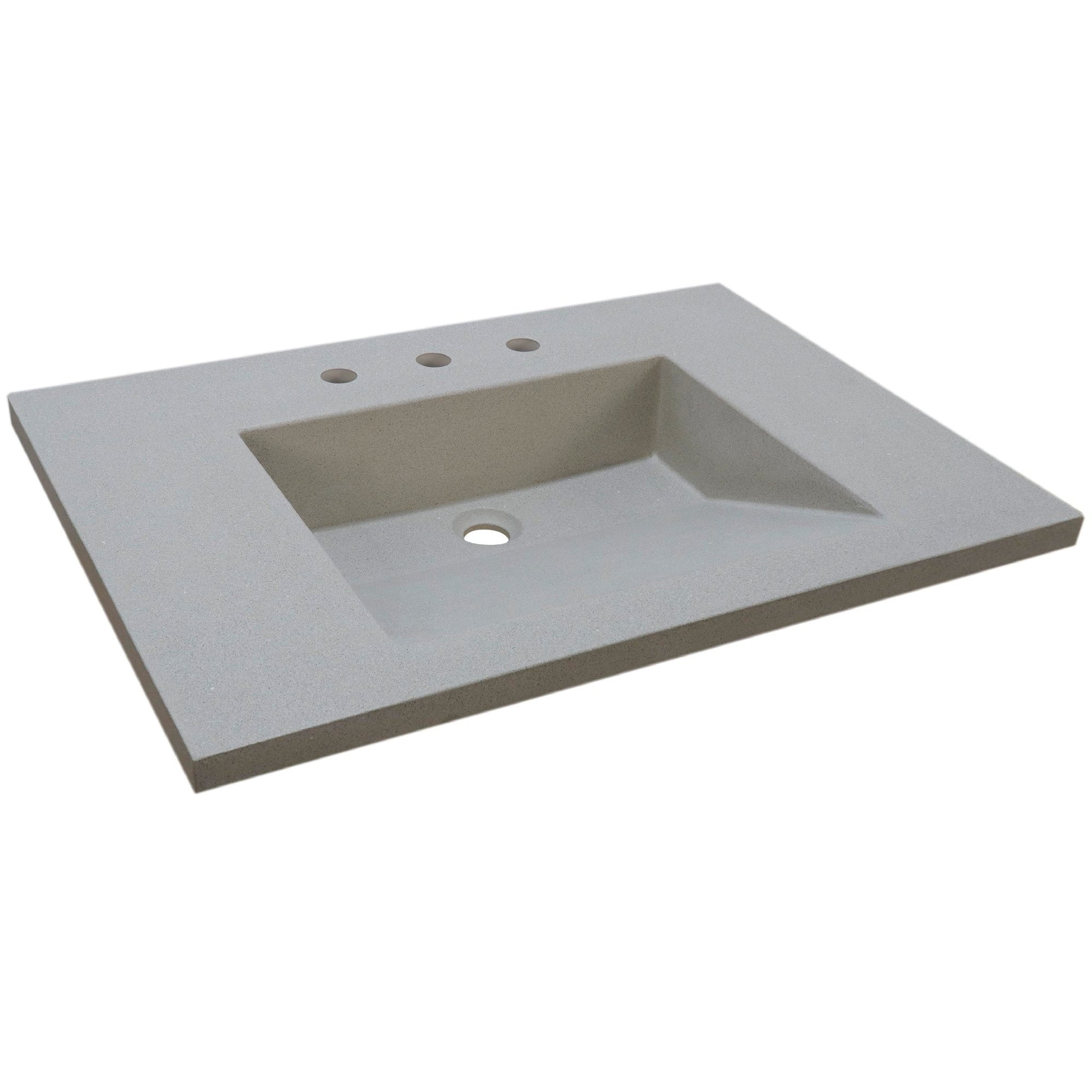 Bellaterra Home, Bellaterra Home 31" x 22" White Concrete Three Hole Vanity Top With Integrated Rectangular Ramp Sink