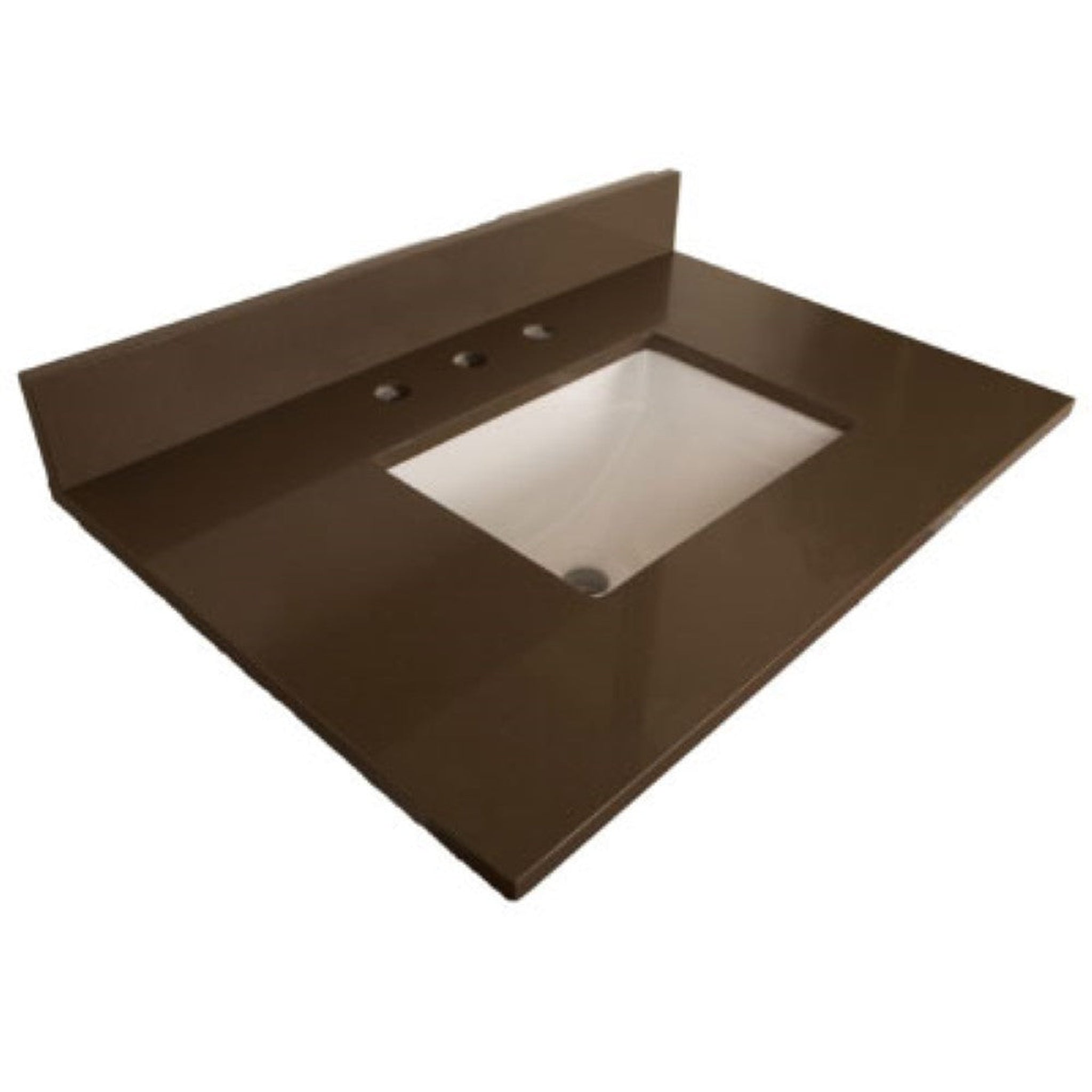 Bellaterra Home, Bellaterra Home 32" x 22" Gray Quartz Three Hole Vanity Top With Undermount Rectangular Sink and Overflow