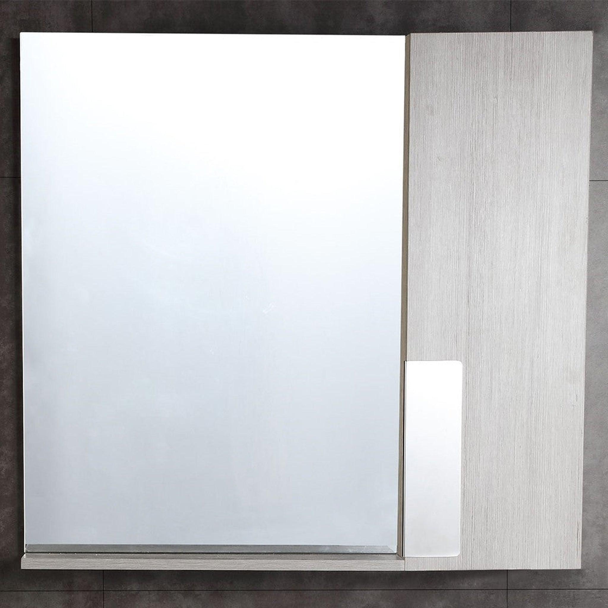 Bellaterra Home, Bellaterra Home 32" x 30" Gray Pine Rectangle Wall-Mounted Frameless Mirror Cabinet