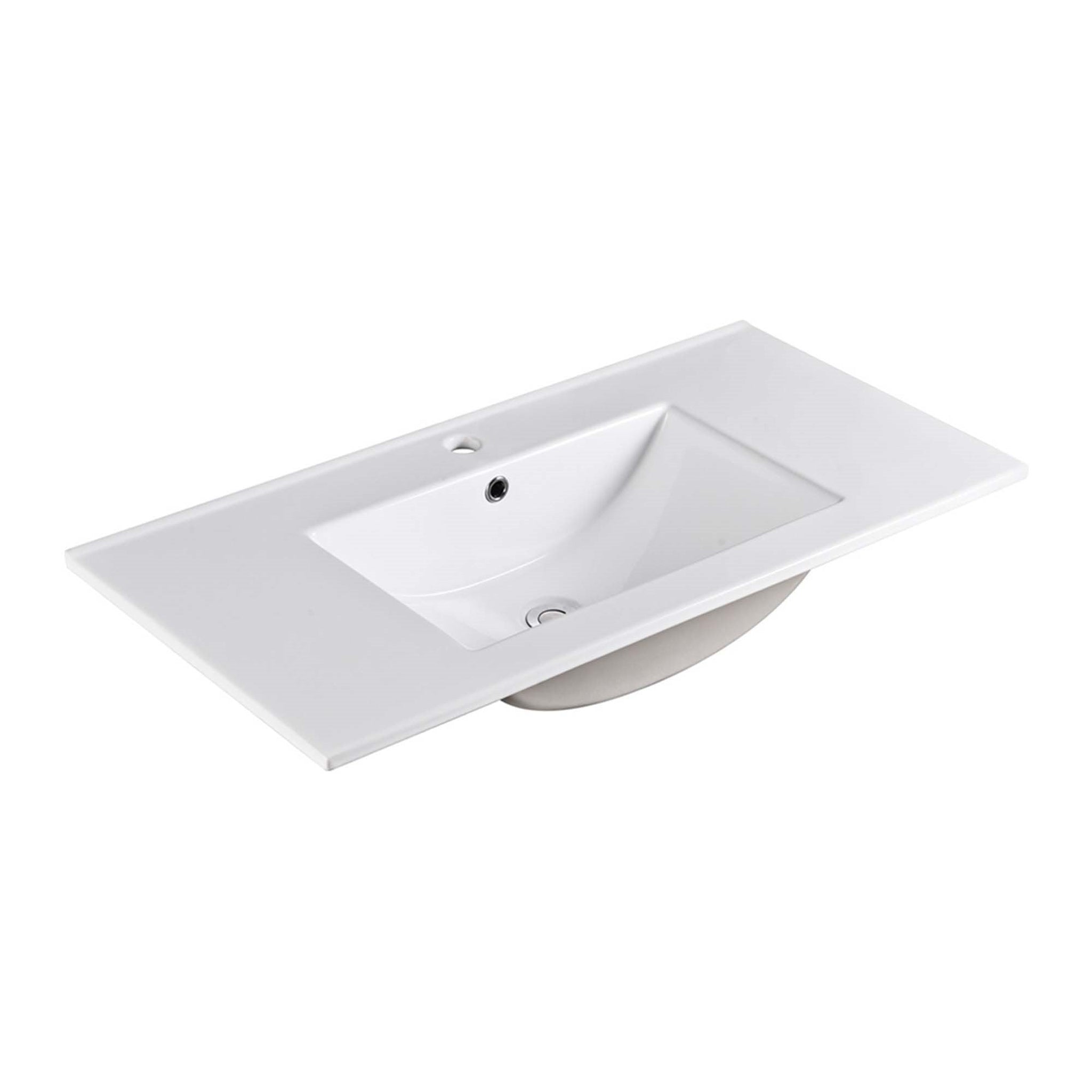 Bellaterra Home, Bellaterra Home 36" x 18" Ceramic Single Hole Vanity Top With Integrated Rectangular Sink and Overflow