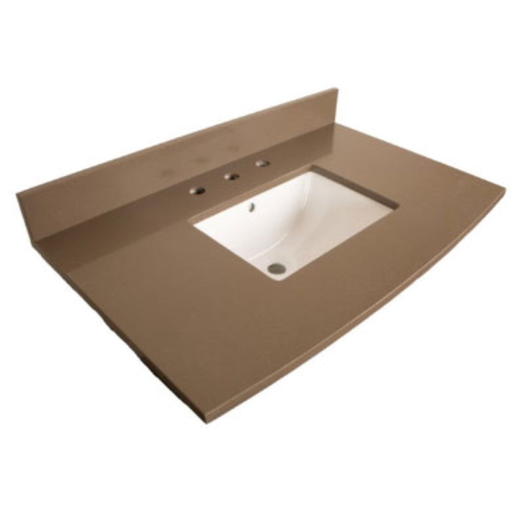 Bellaterra Home, Bellaterra Home 36" x 23" Gray Quartz Three Hole Vanity Top With Undermount Rectangular Sink and Overflow